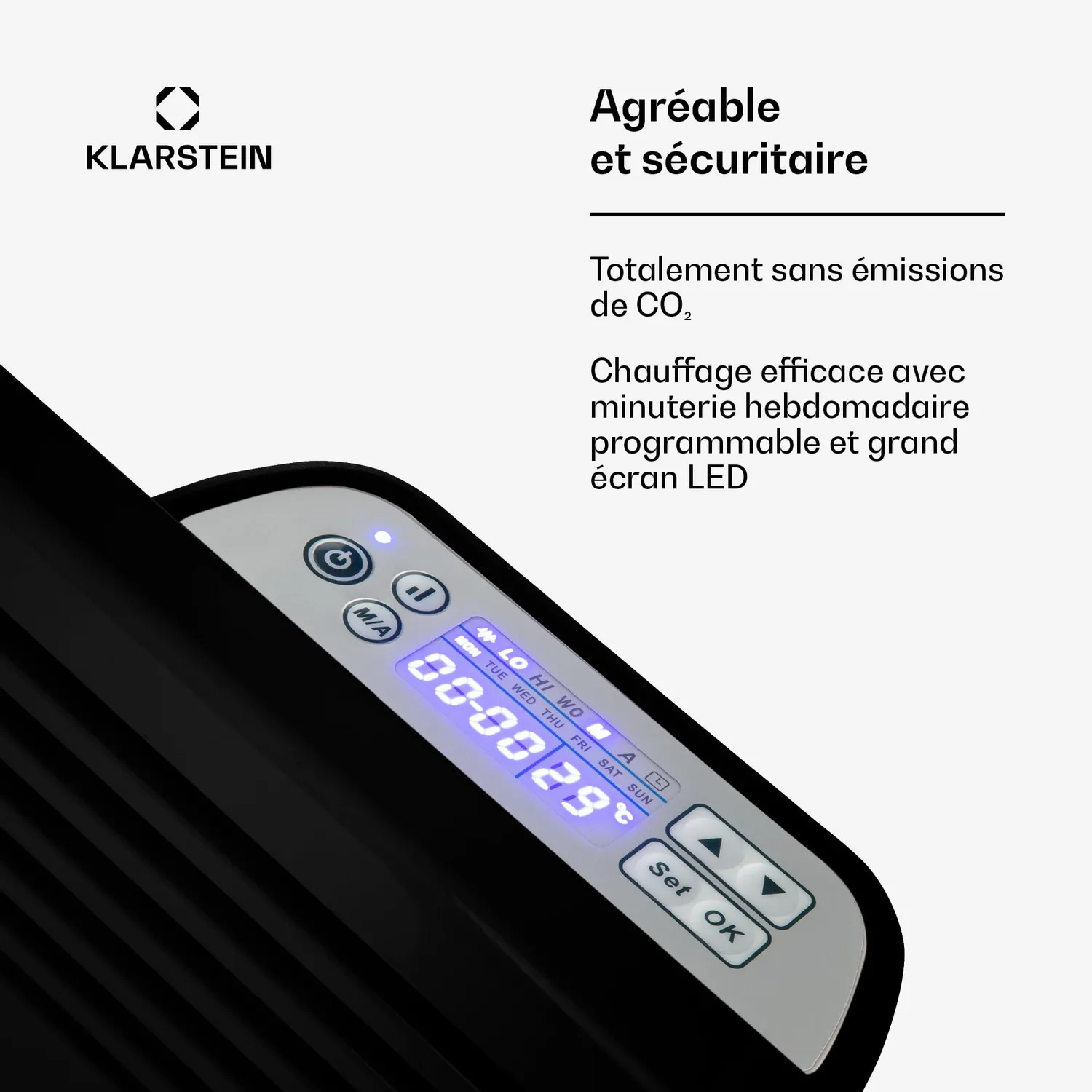 Klarstein Bornholm radiateur convecteur noir 2000W