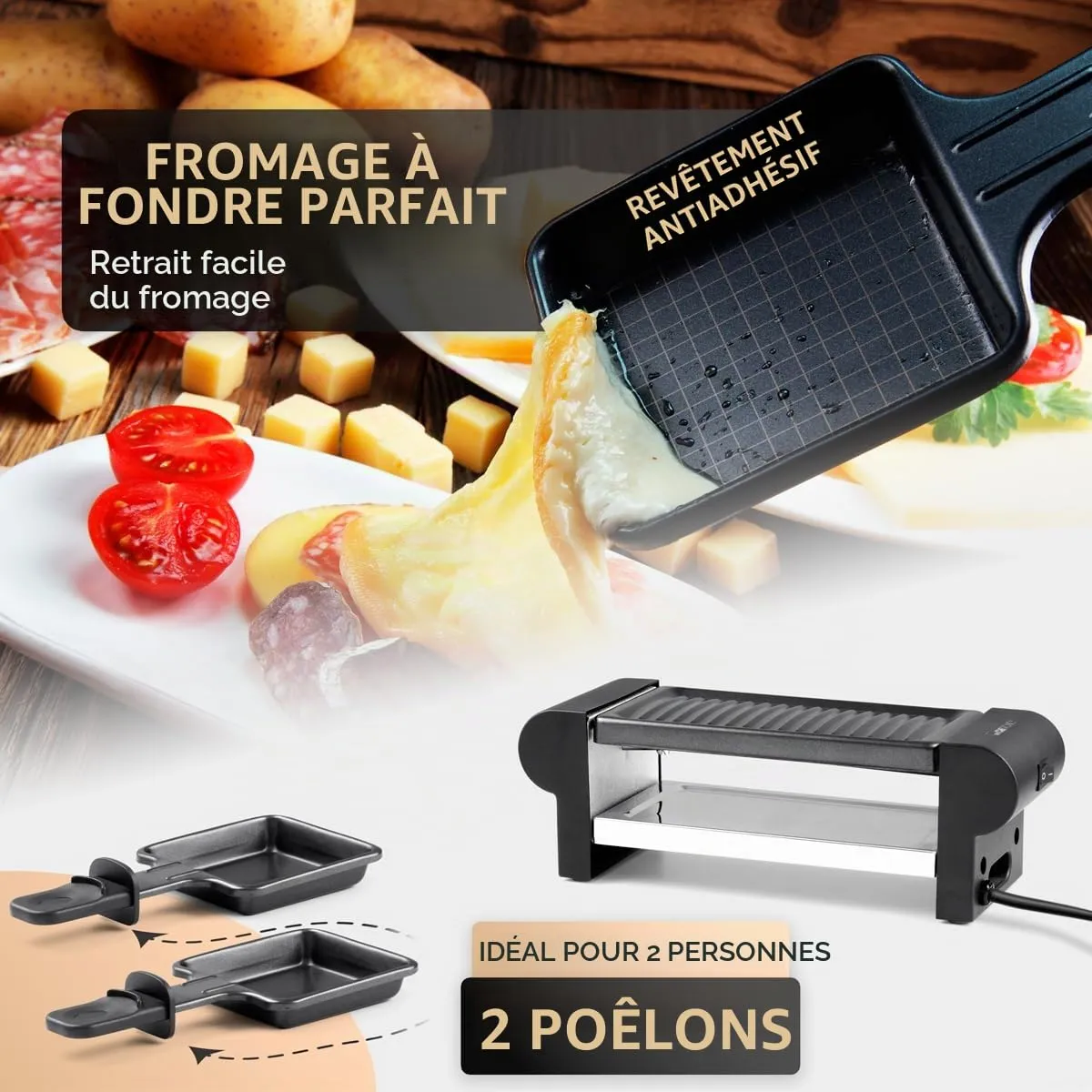 Clatronic RG 3592 appareil à raclette 2 personnes antiadhésif
