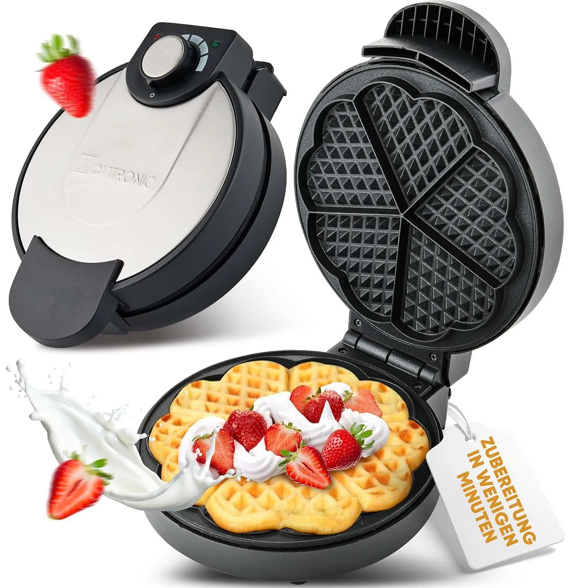 Clatronic WA 3492 gaufrier cœur 18 cm 1000 W