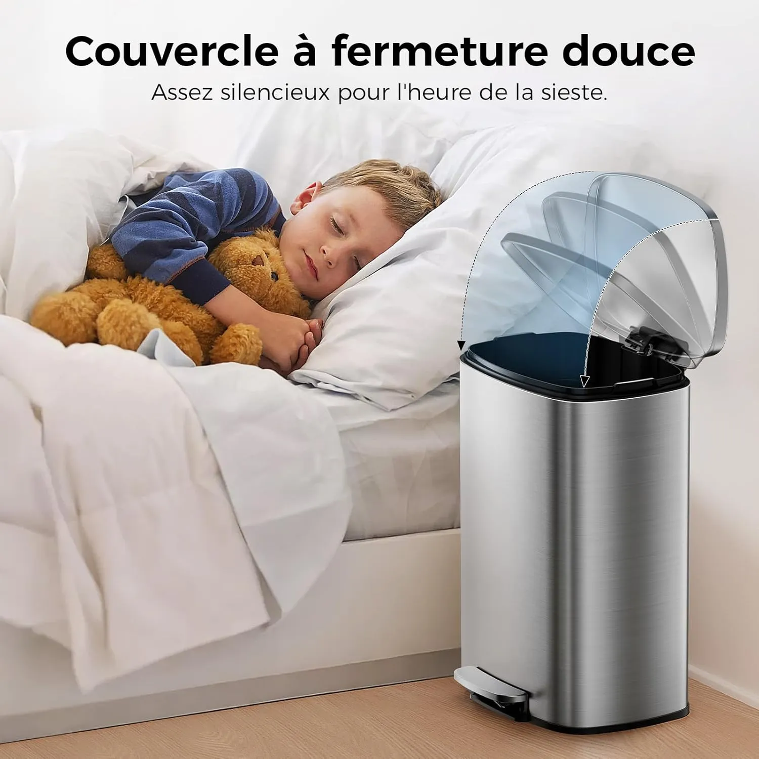 YASHE Poubelle Cuisine 50L Inox à Pédale +20 Sacs
