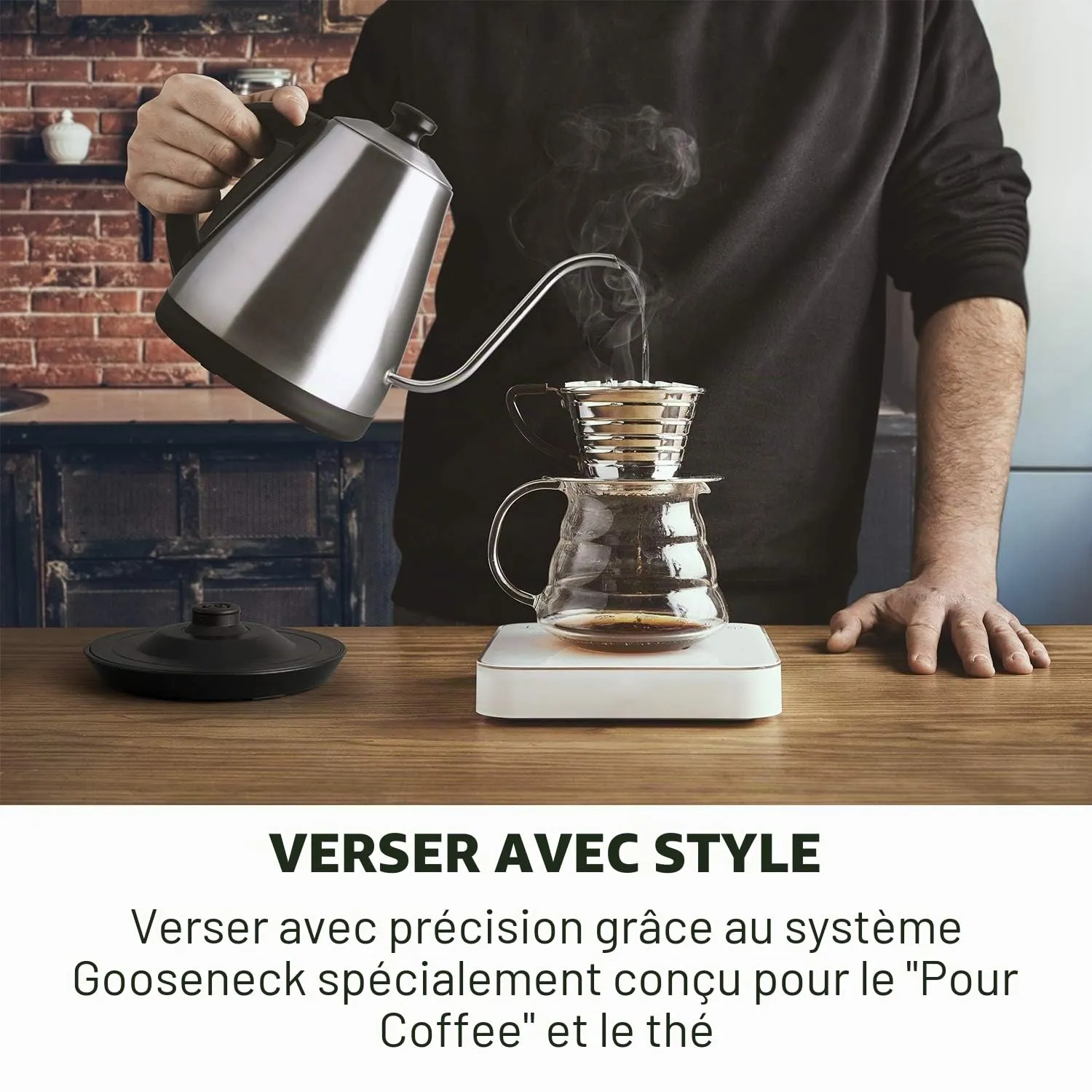Klarstein Garçon bouilloire col de cygne inox 1 L 2000 W