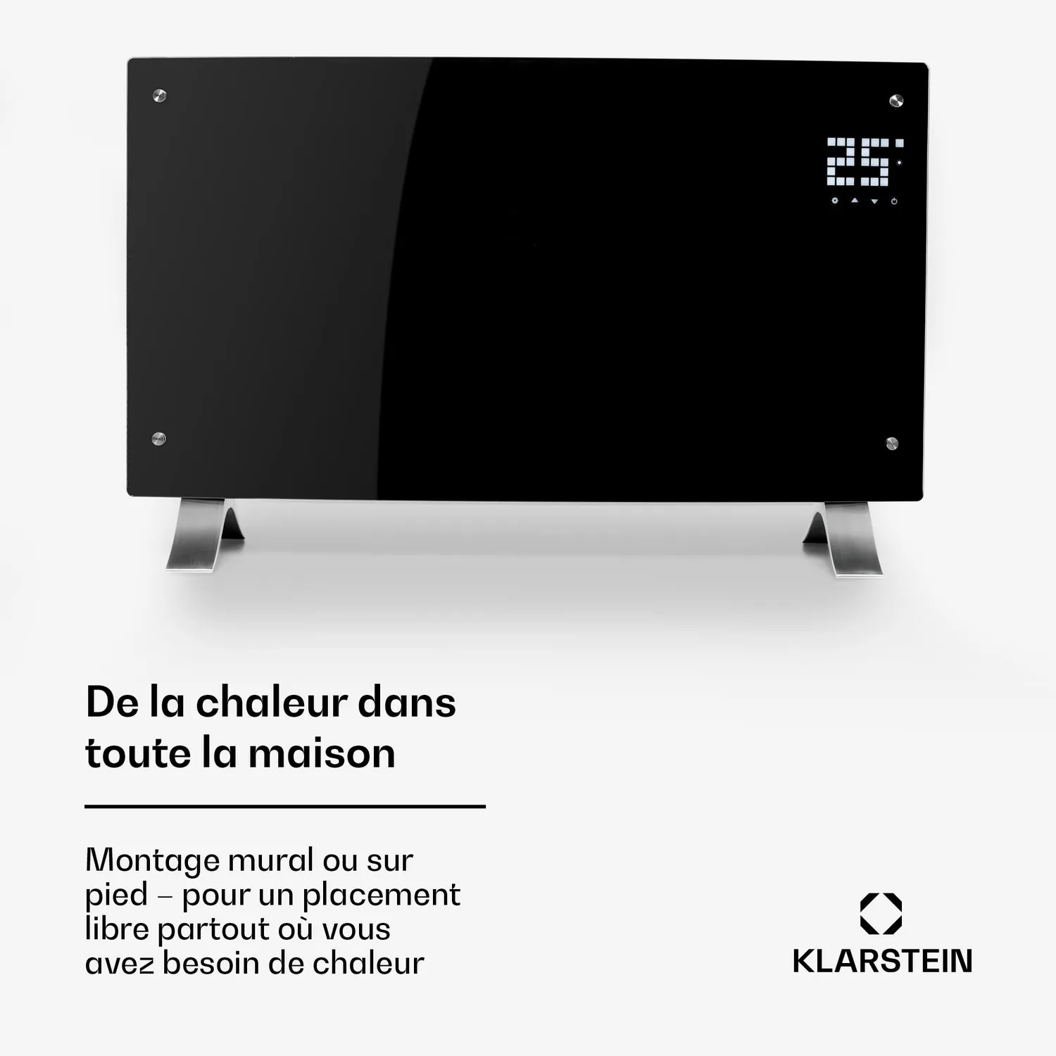 Klarstein Bornholm Curved convecteur 2000W verre noir