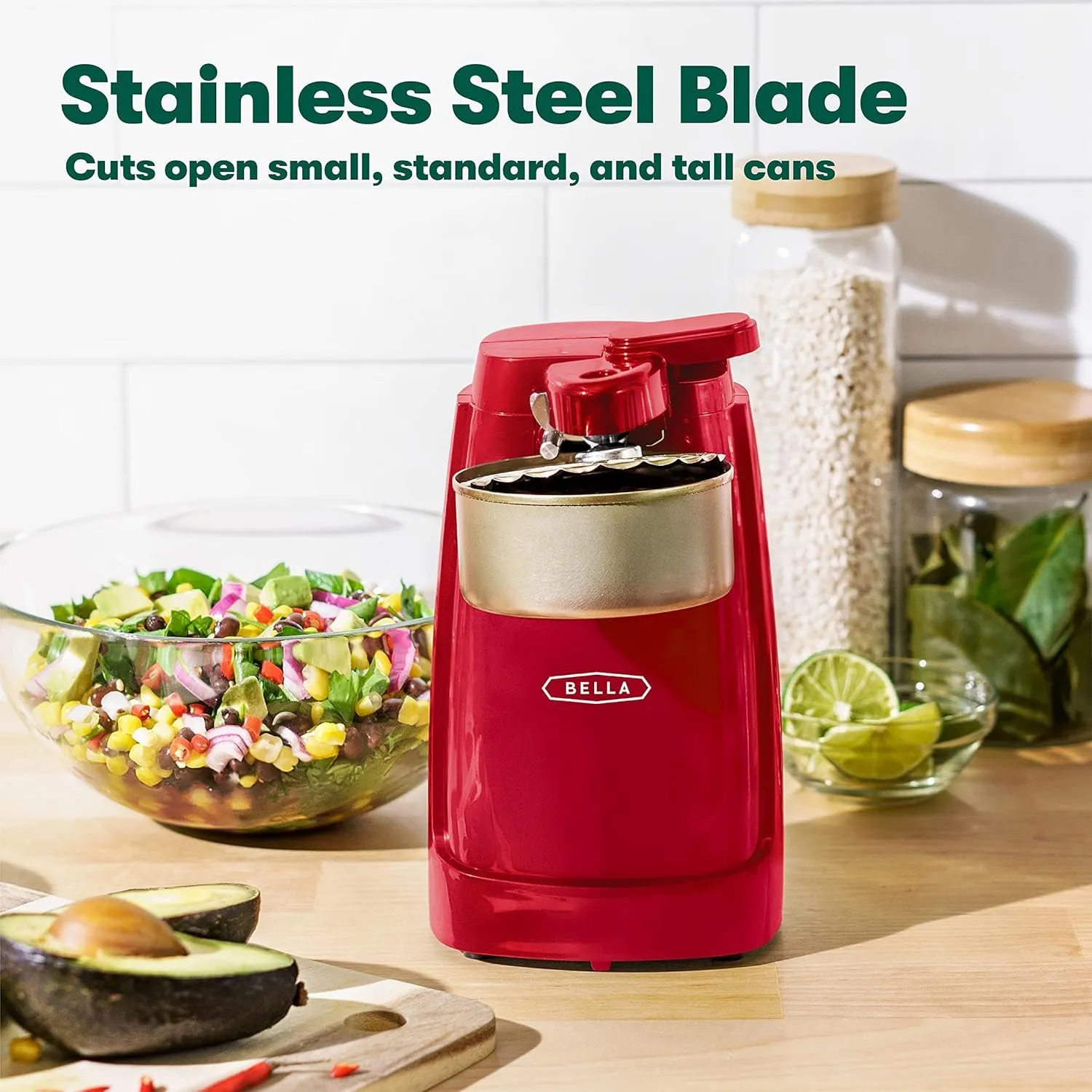 Bella ouvre-boîte électrique rouge lame inox 60W