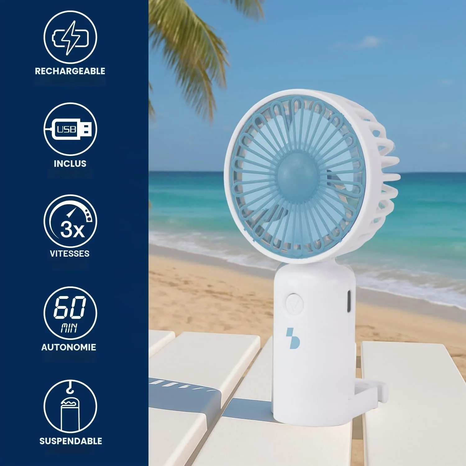 Beper P206VEN402 mini ventilateur portable USB-C blanc