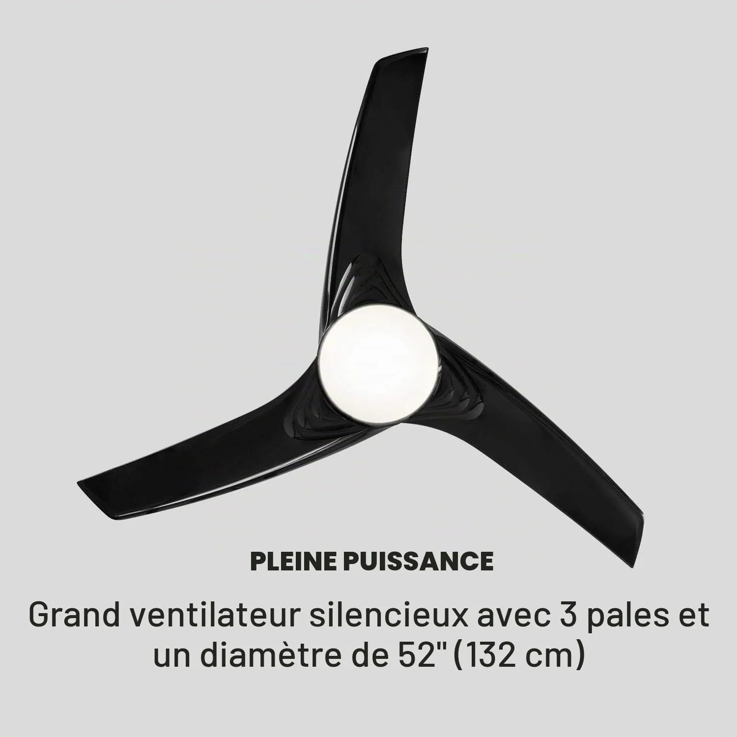 Klarstein Figo ventilateur plafond noir 132 cm luminaire