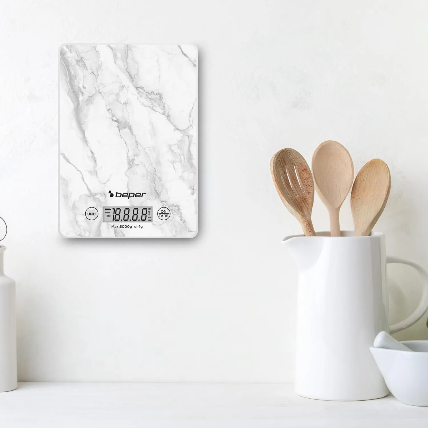 Beper P102BIL004 balance de cuisine marbre blanc 5 kg