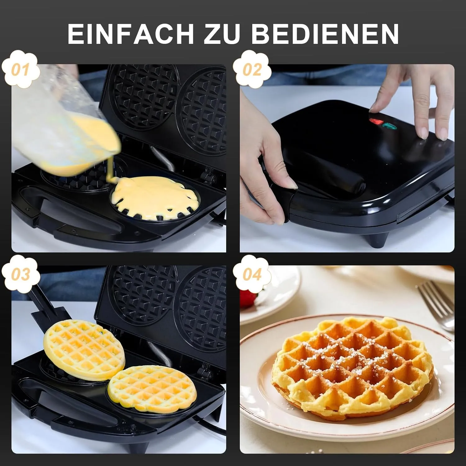 YASHE Mini Gaufrier Double gaufrier antiadhésif