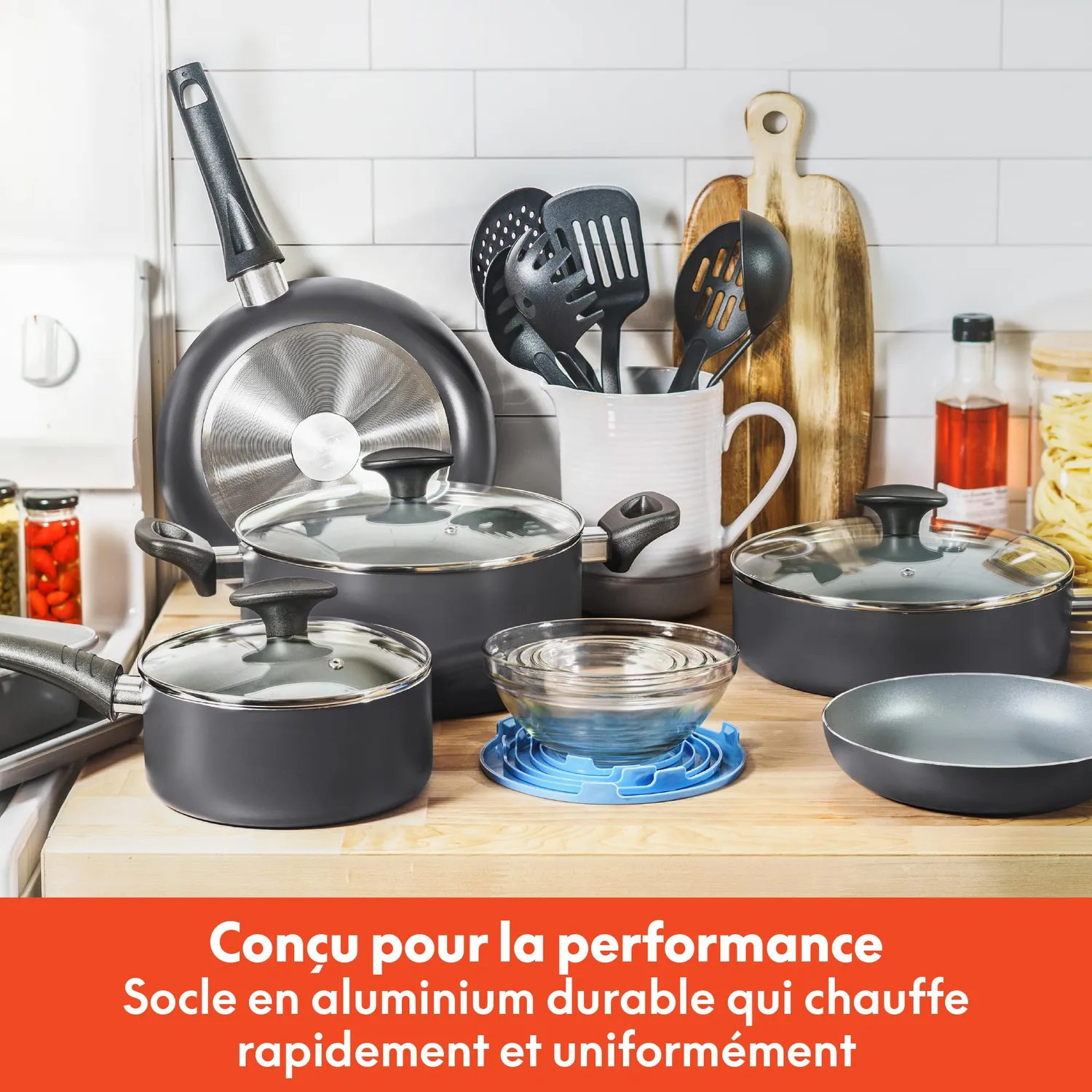 La Bella batterie de cuisine 21 pièces antiadhésive noire