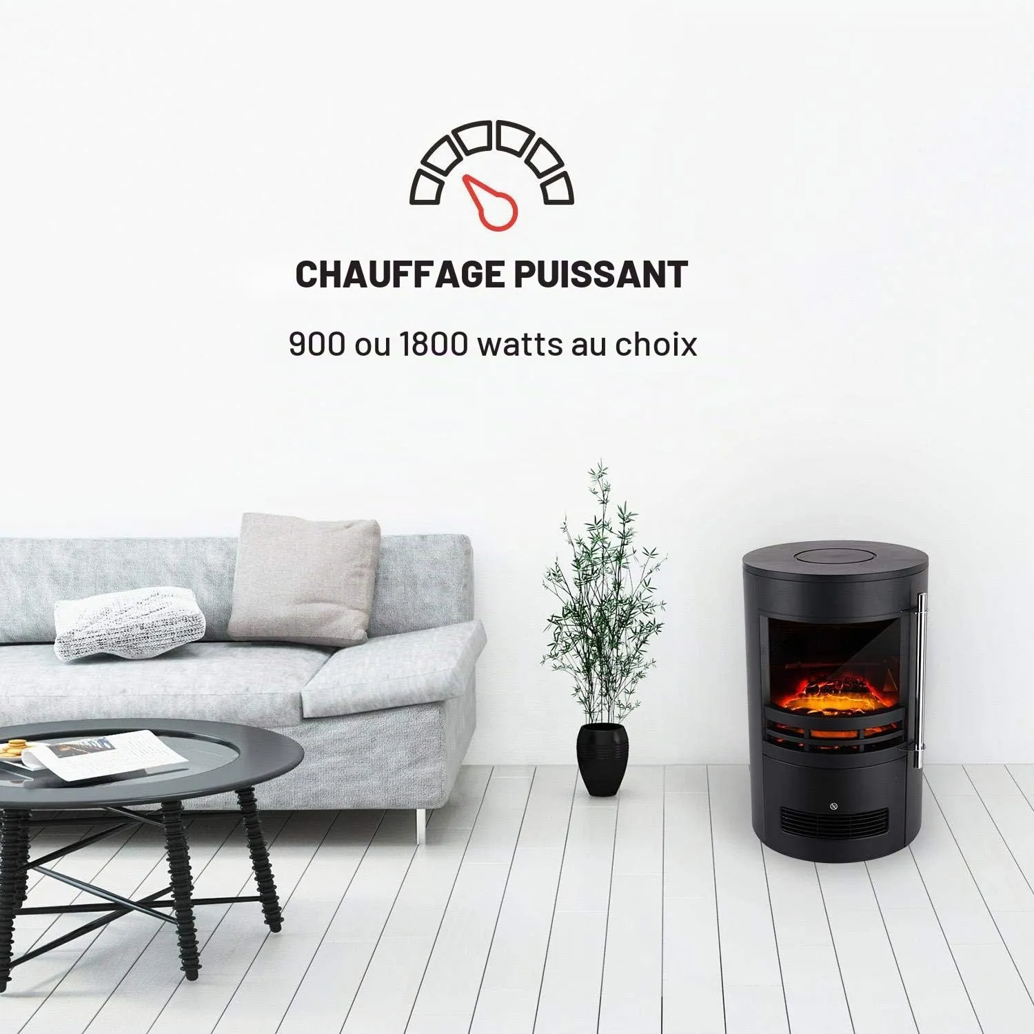 Klarstein Brixen cheminée électrique noire 1800 W