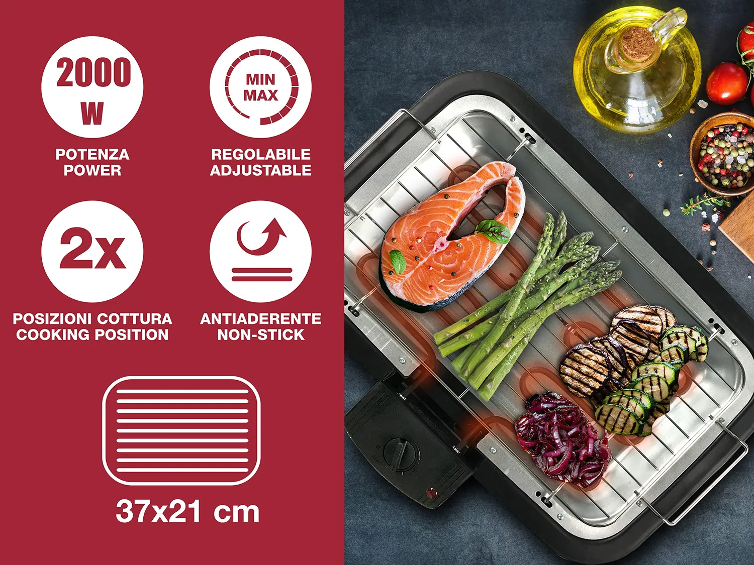 Beper BT.410 barbecue électrique 2000 W 37x21 cm