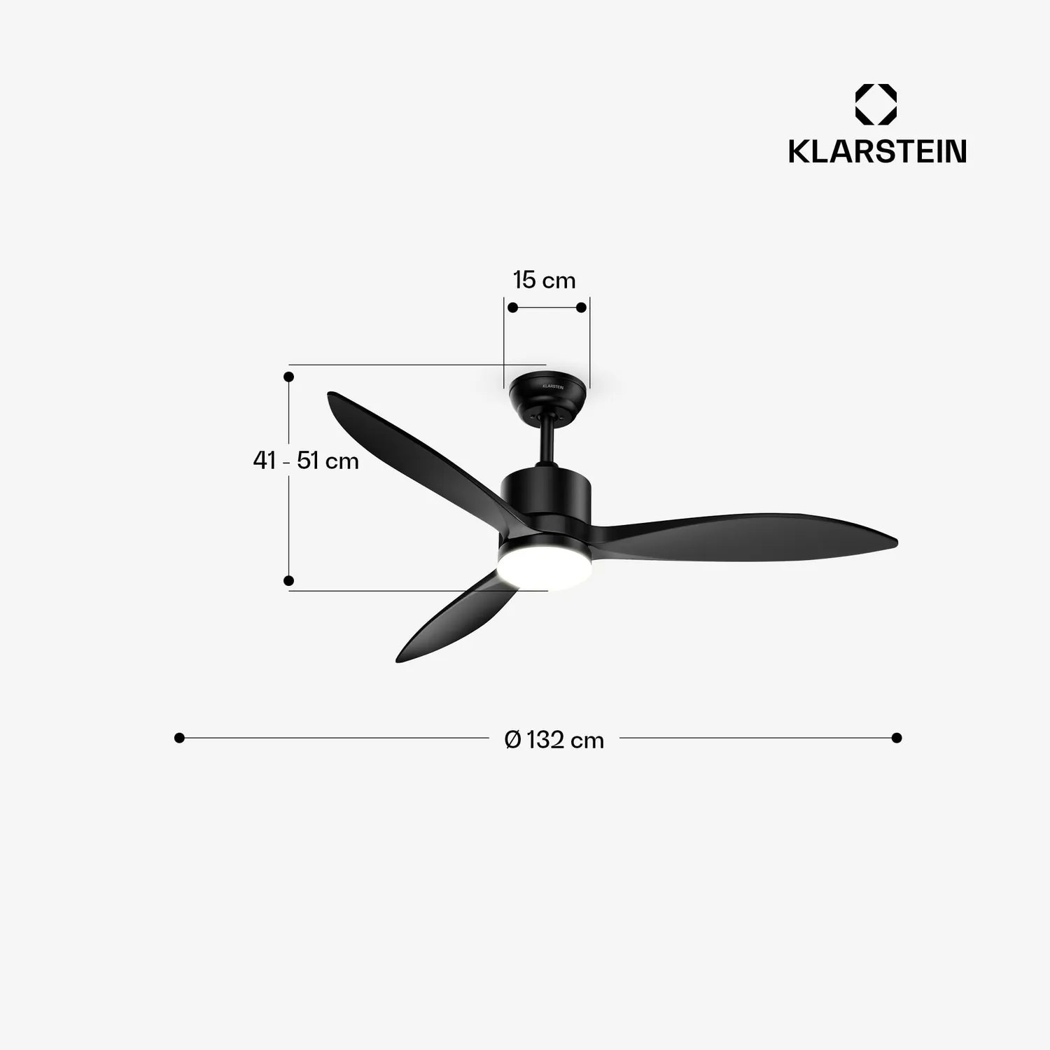 Klarstein SkyBreeze ventilateur plafond 132cm noir