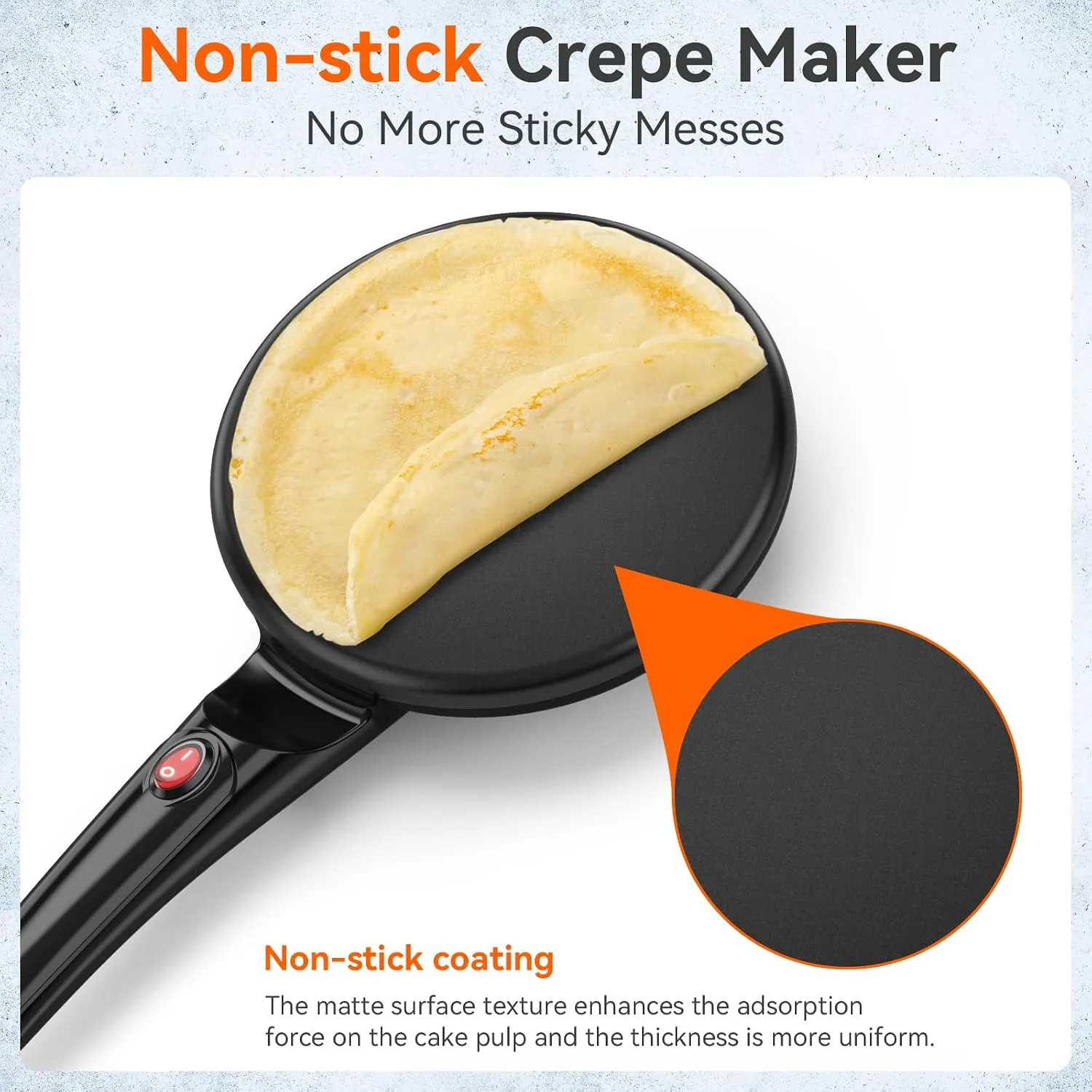 YASHE Crêpière Électrique 1200W Antiadhésive Réglable