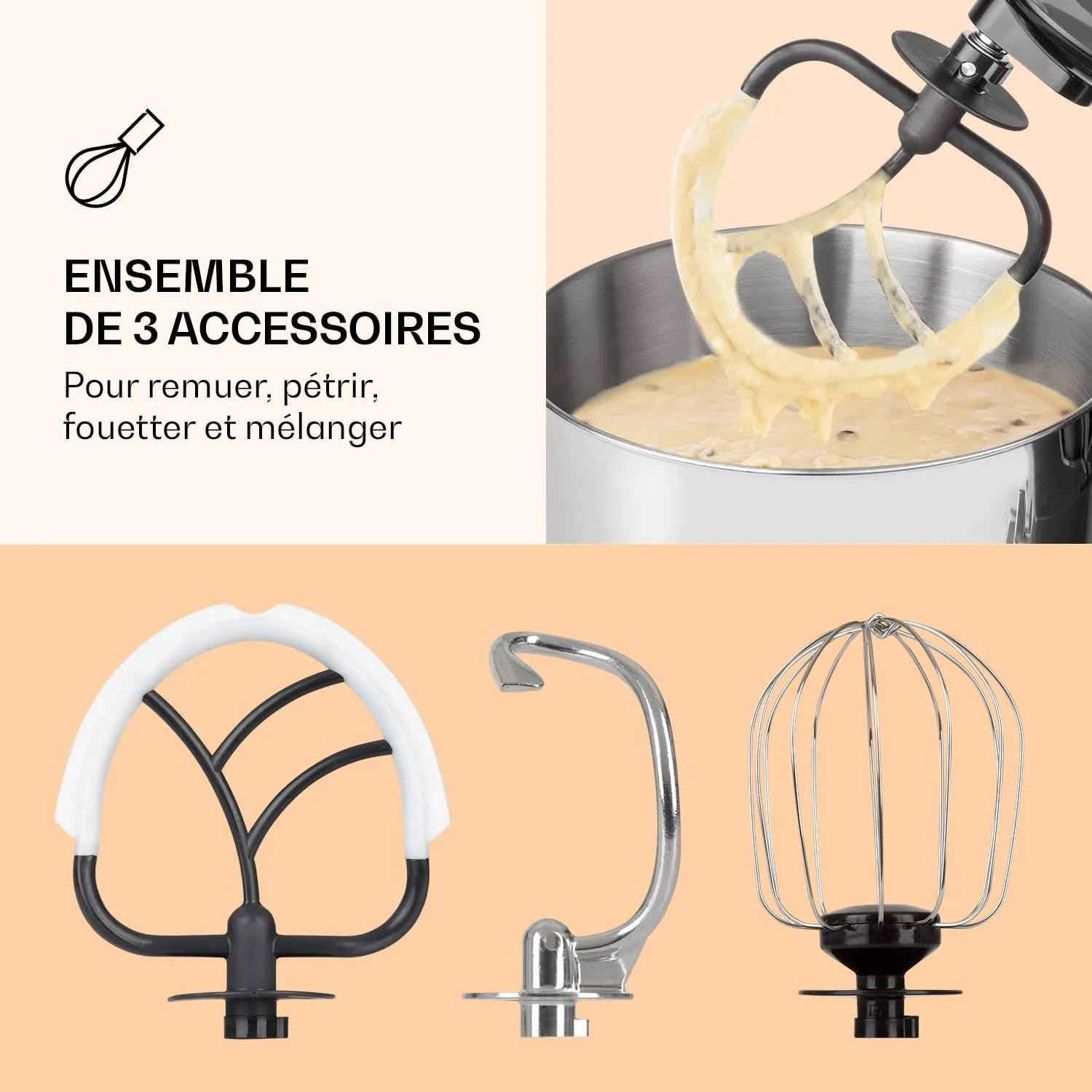 Klarstein robot pâtissier 5L 1300W 6 vitesses