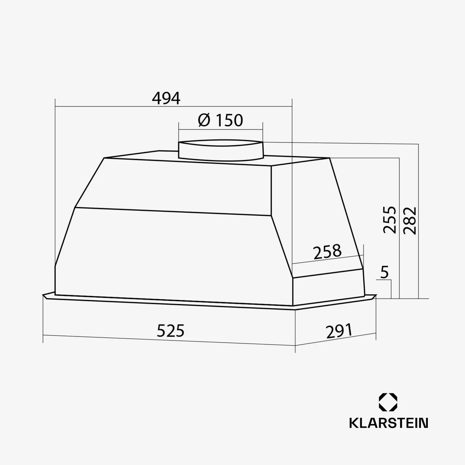 Klarstein hotte encastrable 52 cm inox 439 m³/h tactile