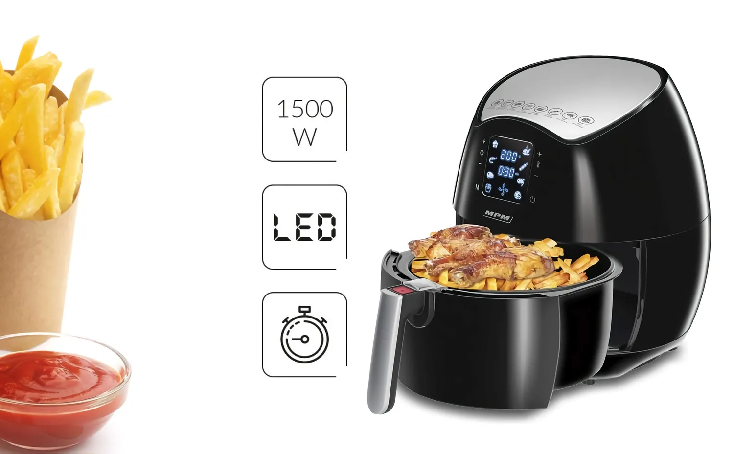 MPM MFR06 friteuse sans huile 4,5 L 8 programmes tactile