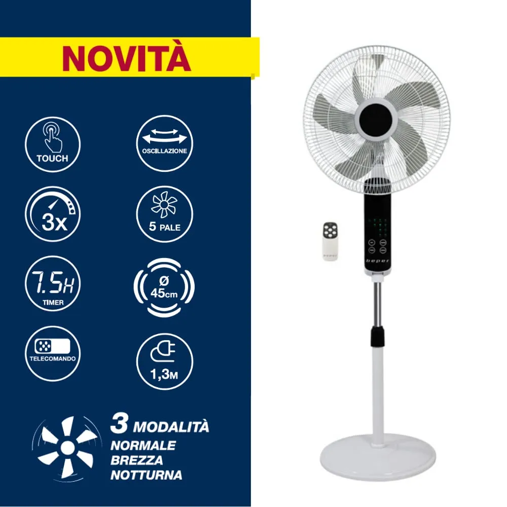 Beper VE.112 ventilateur sur pied tactile 45 cm télécommande
