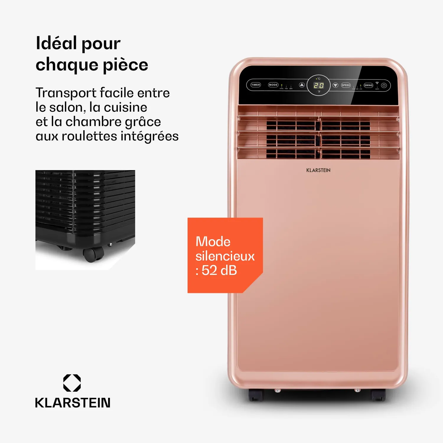 Klarstein Climatiseur Mobile 12000 BTU 4 en 1 Silencieux