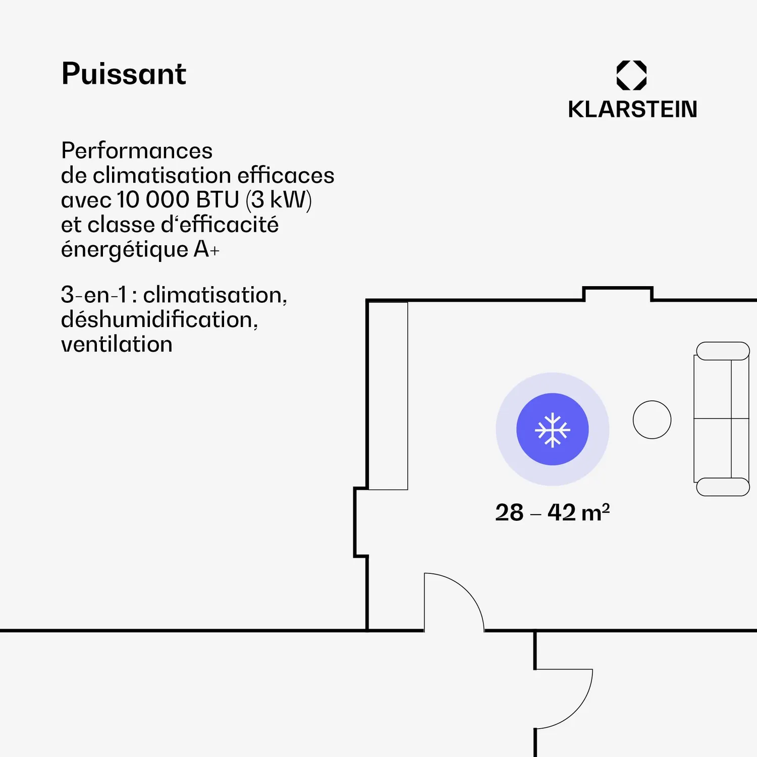 Klarstein climatiseur mobile 10000 BTU 4-en-1 49 m²