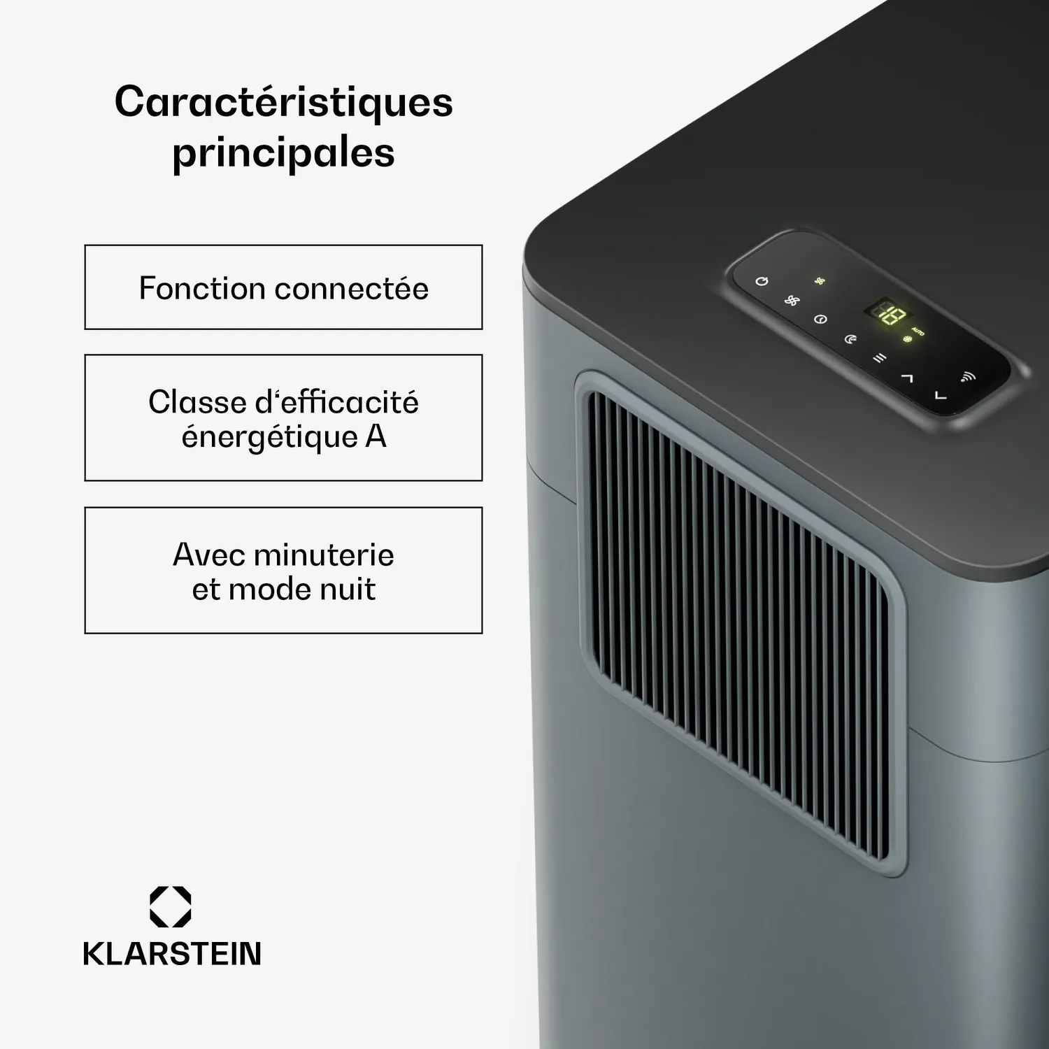 Klarstein Breeze Box Climatiseur Mobile 11000 BTU Anthracite