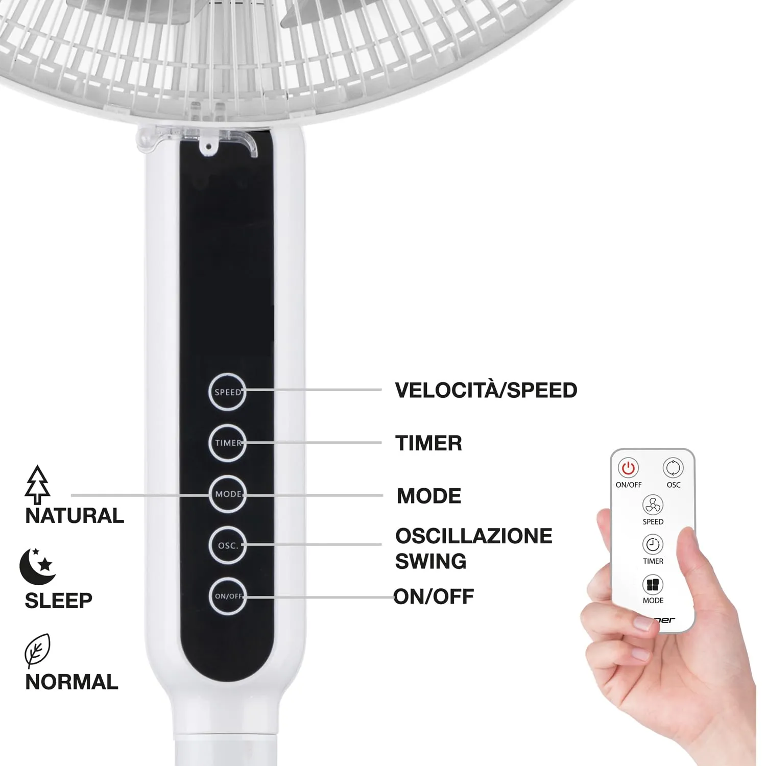 Beper P206VEN154 ventilateur sur pied 41 cm télécommande