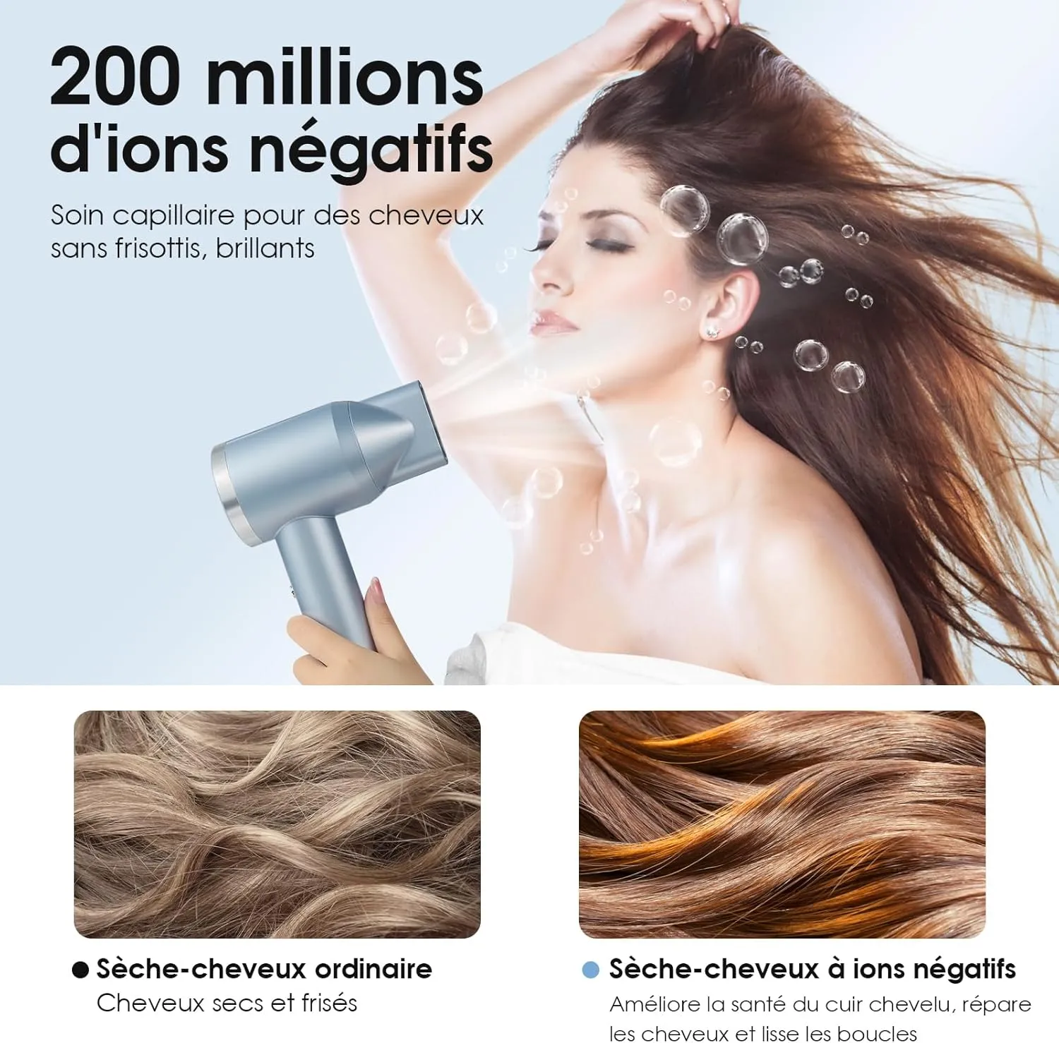 YASHE Sèche-Cheveux Ionique 1600W 110000 tr/min Diffuseur
