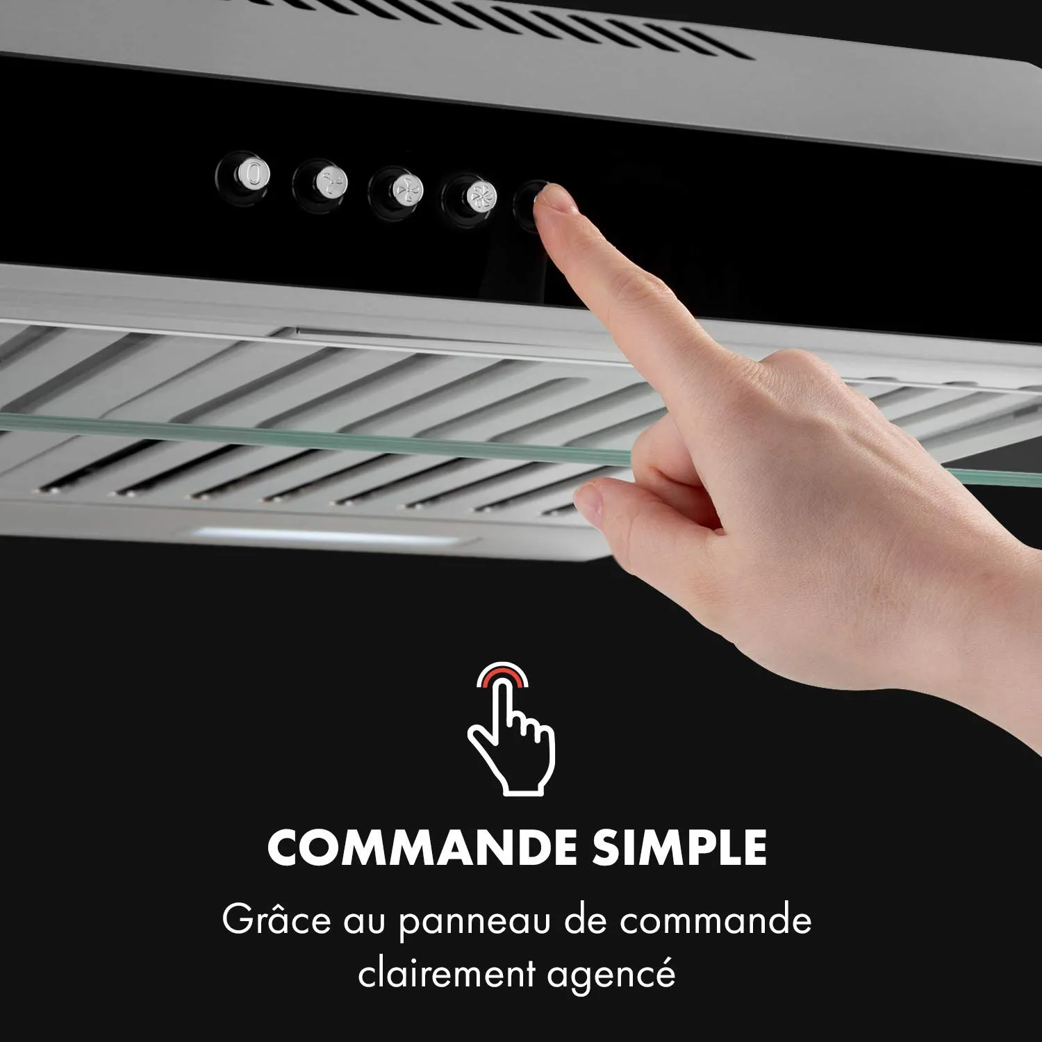 Klarstein Purista Hotte Aspirante 60 cm Noire Recirculation