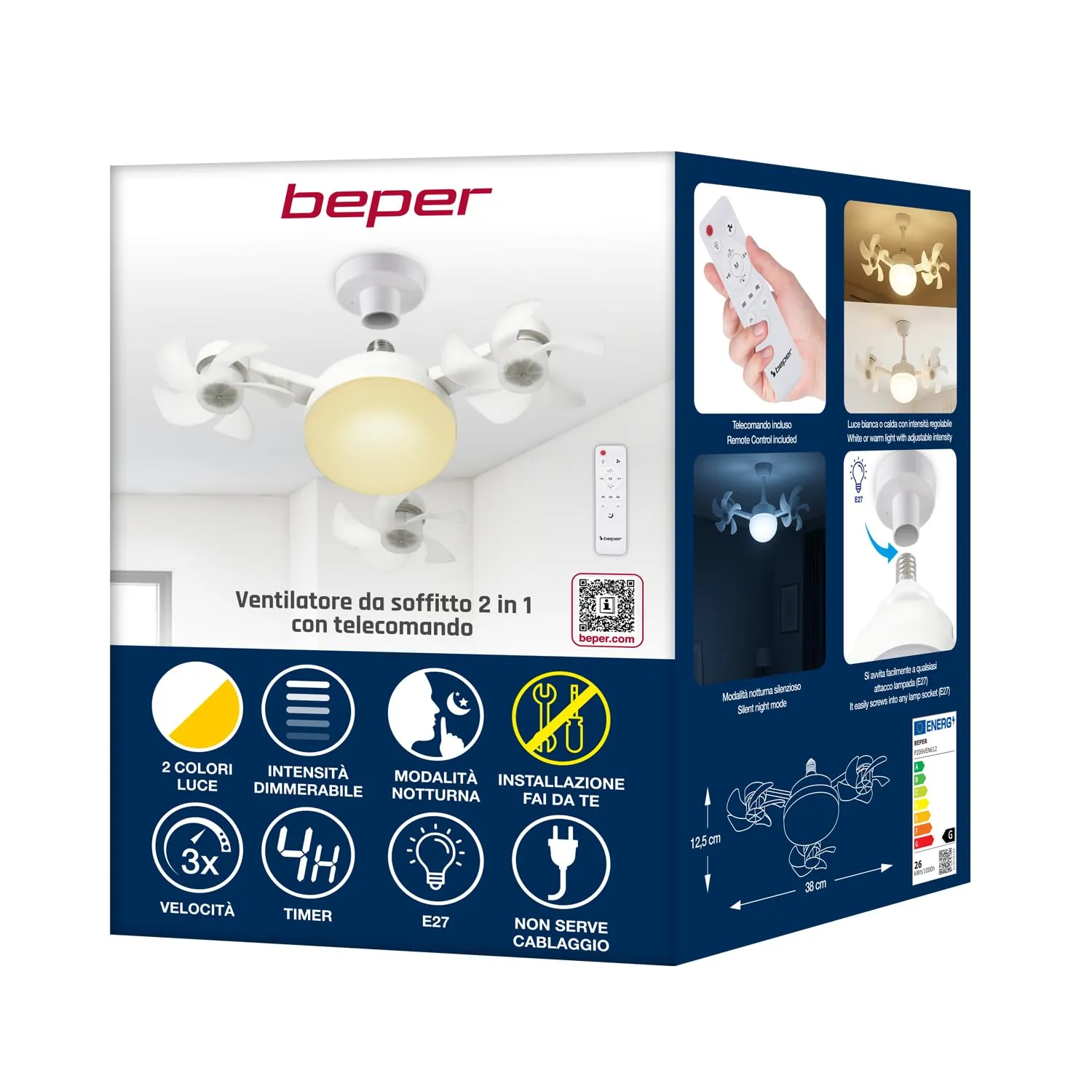 Beper P206VEN612 ventilateur plafond LED télécommande