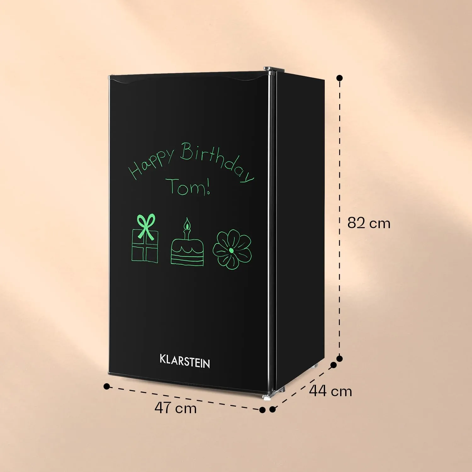 Klarstein Spitzbergen réfrigérateur noir porte inscriptible