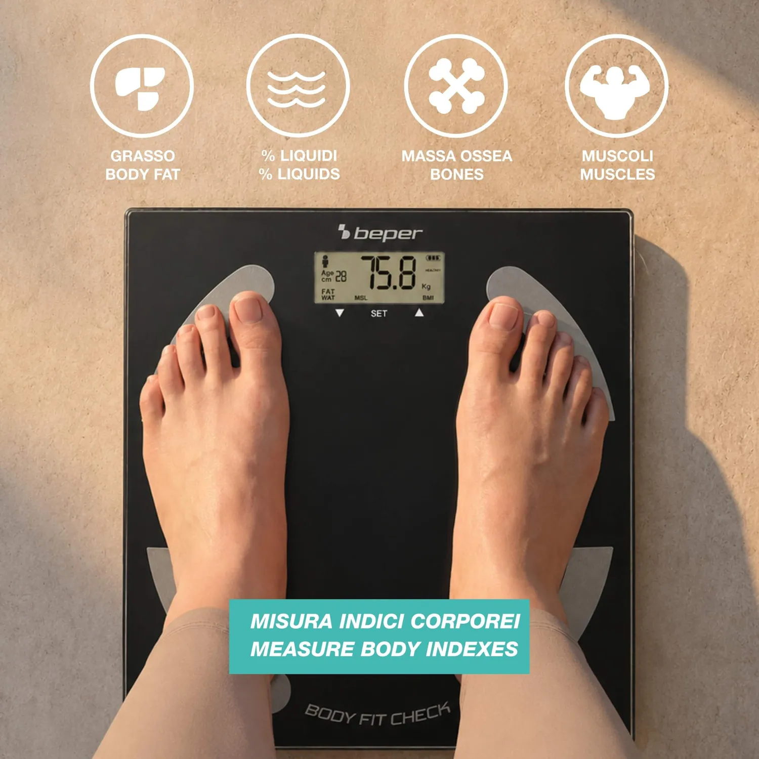 Beper P303BIP051 balance impédancemètre 180 kg 10 mémoires