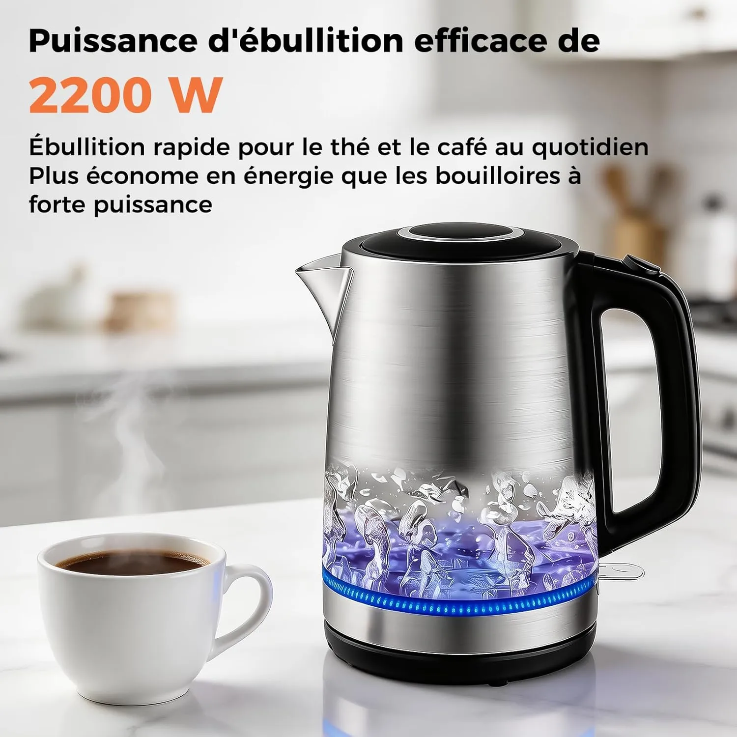 YASHE Bouilloire Électrique Inox 1,7L 2200W