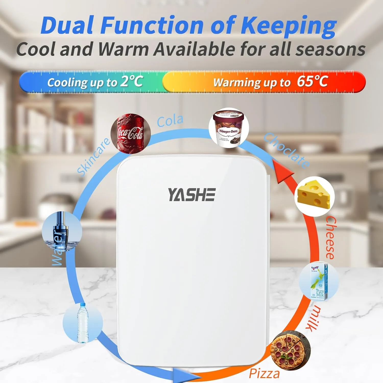 YASHE mini frigo 10 L blanc chaud froid 25 dB