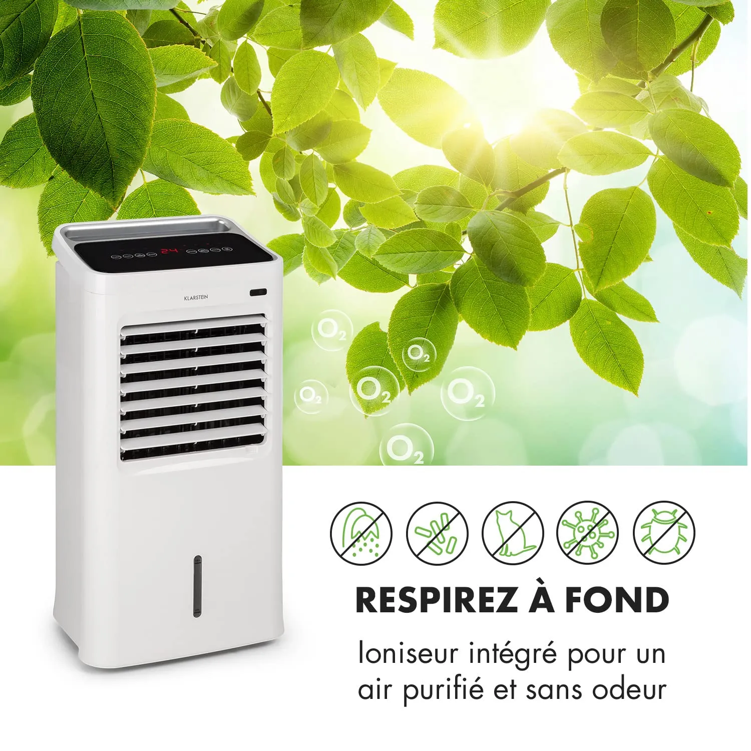 Klarstein rafraîchisseur d'air mobile 75W blanc 5-en-1 ioniseur