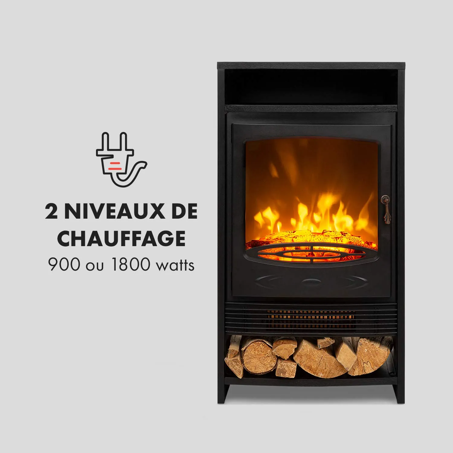 Klarstein Bergamo cheminée électrique 1800 W noire