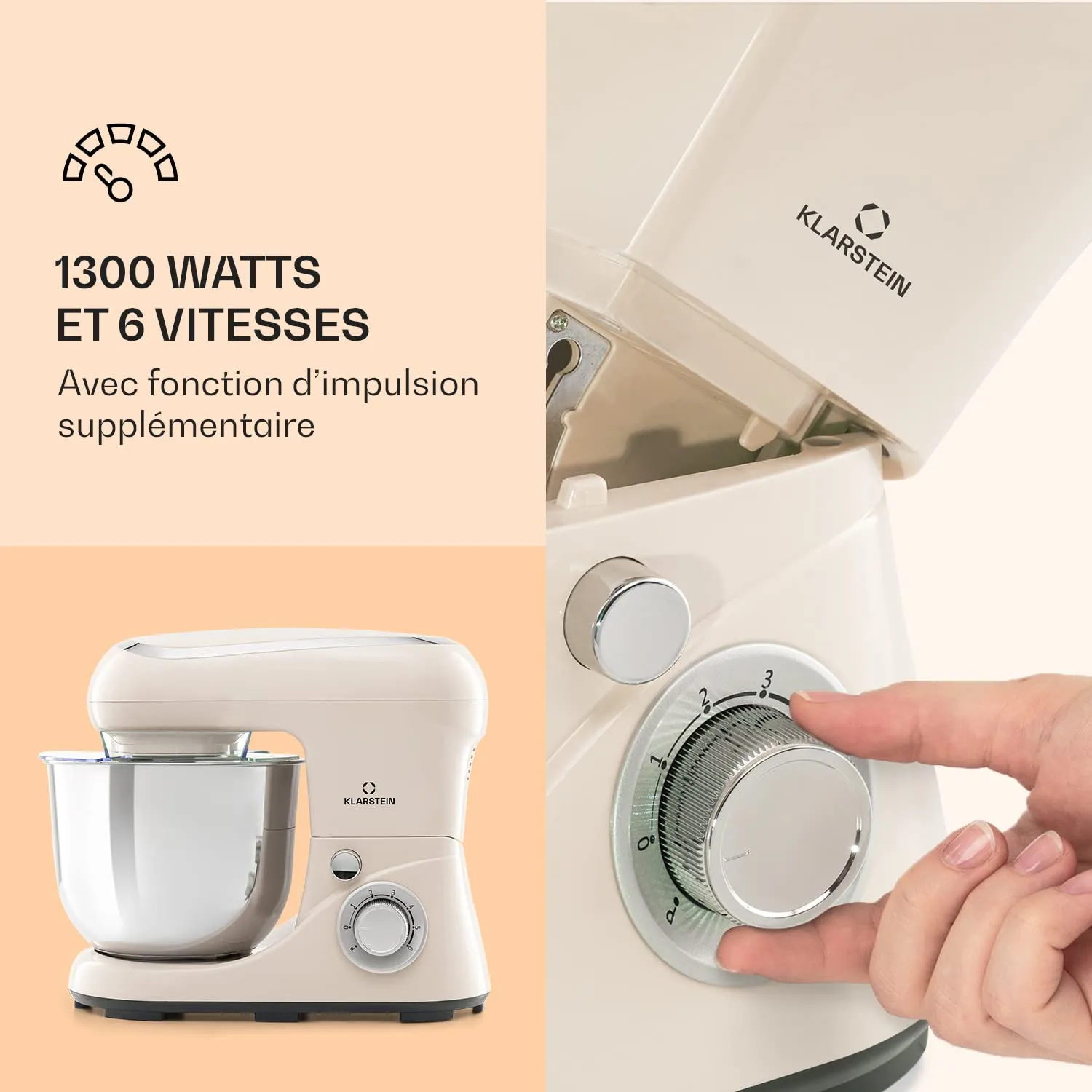 Klarstein robot pâtissier 5L 1300W planétaire 8 directions