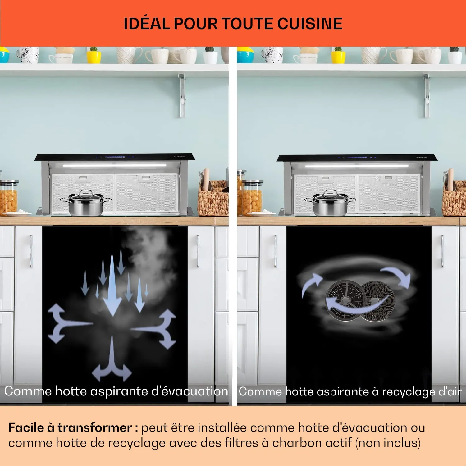 Klarstein Royal Flush Eco hotte 90cm