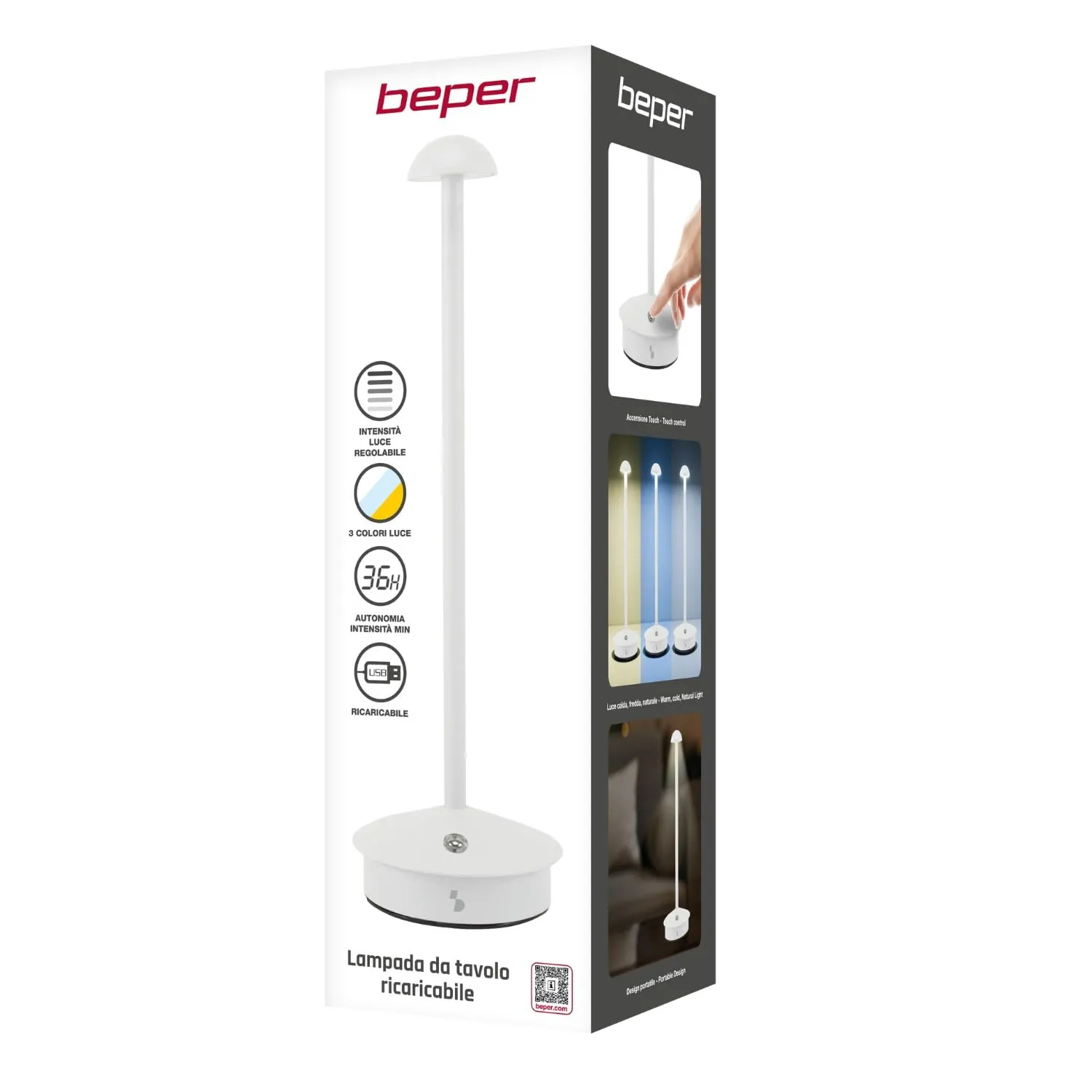Beper P207ILI154 lampe table sans fil rechargeable USB-C