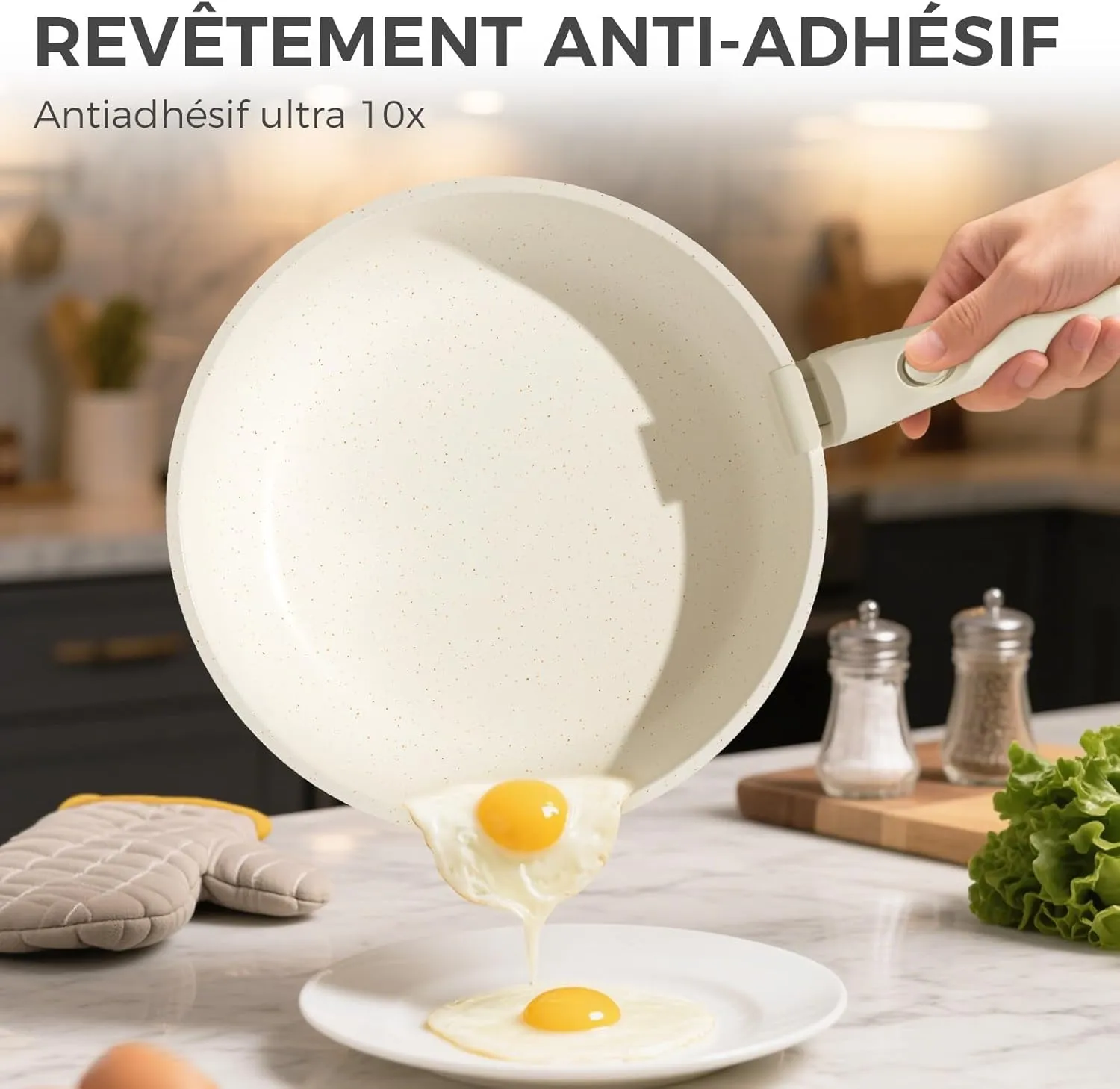 YASHE Batterie Cuisine 9 Pièces Grise Sans PFOA