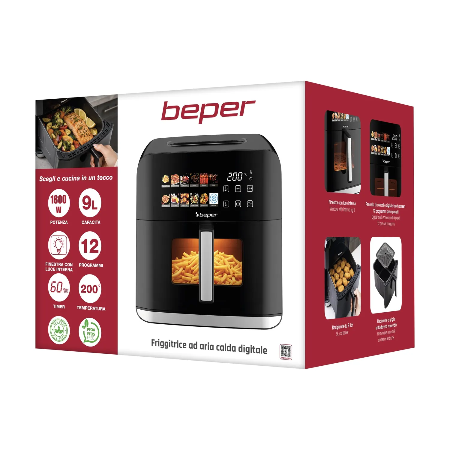 Beper P101FRI091 friteuse air chaud 9 L 12 programmes