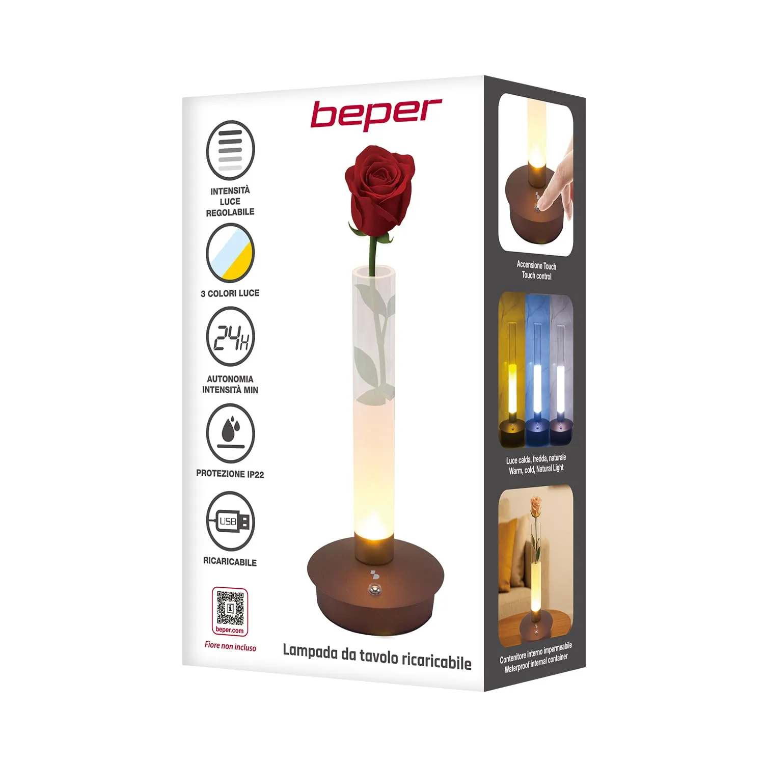 Beper Flora P207ILI550 lampe de table vase lumineux tactile