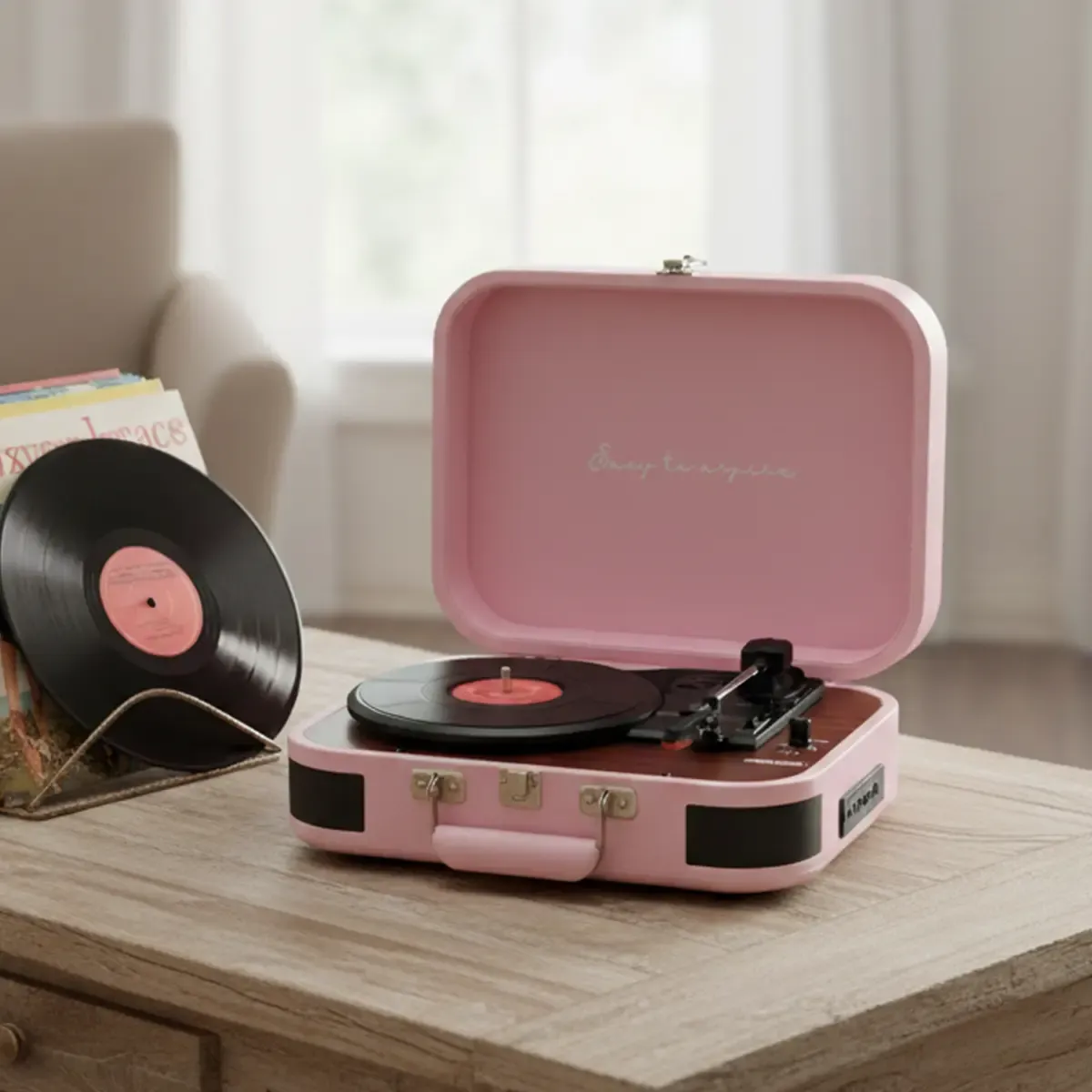 Prixton VC600 platine vinyle rose avec enceintes