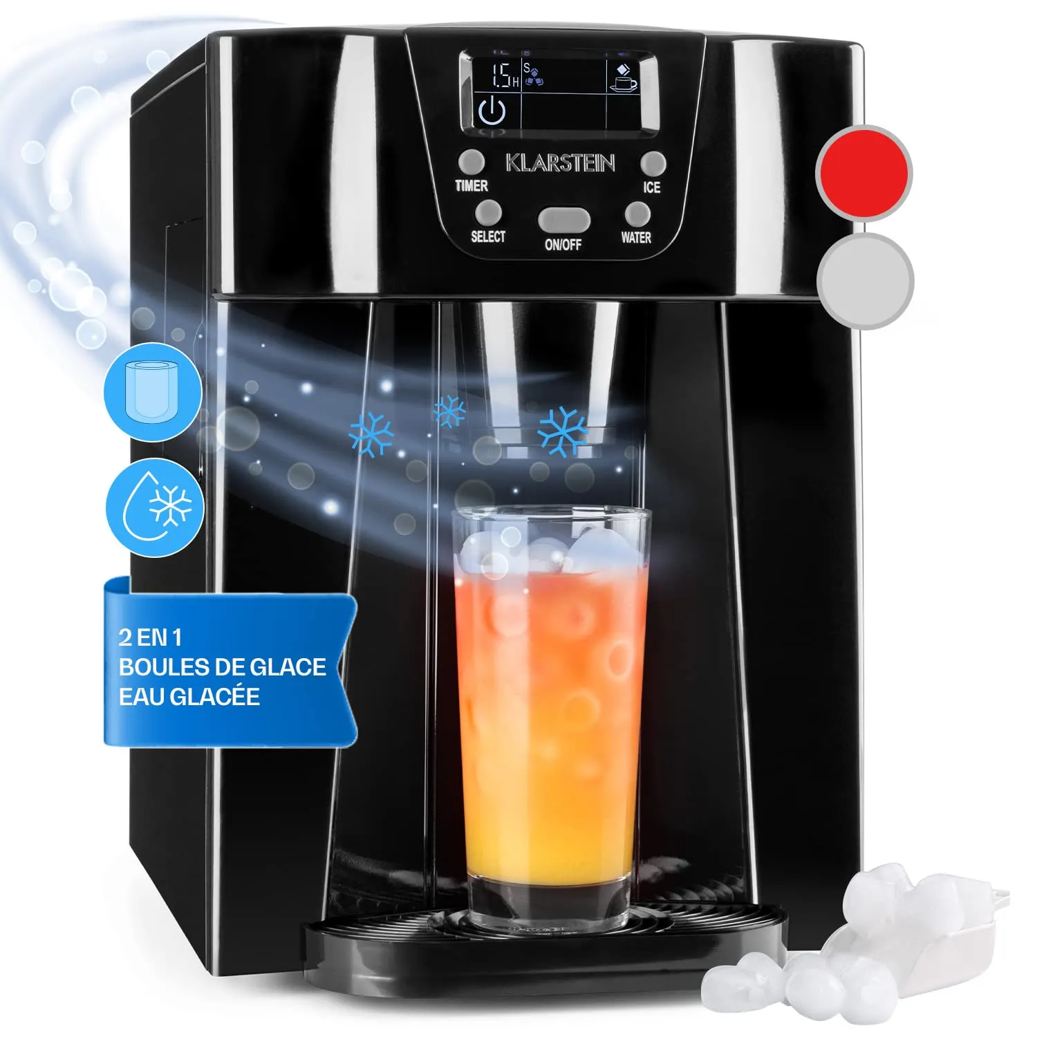 Klarstein Ice Volcano 2G machine à glaçons rouge 2 L 12 kg