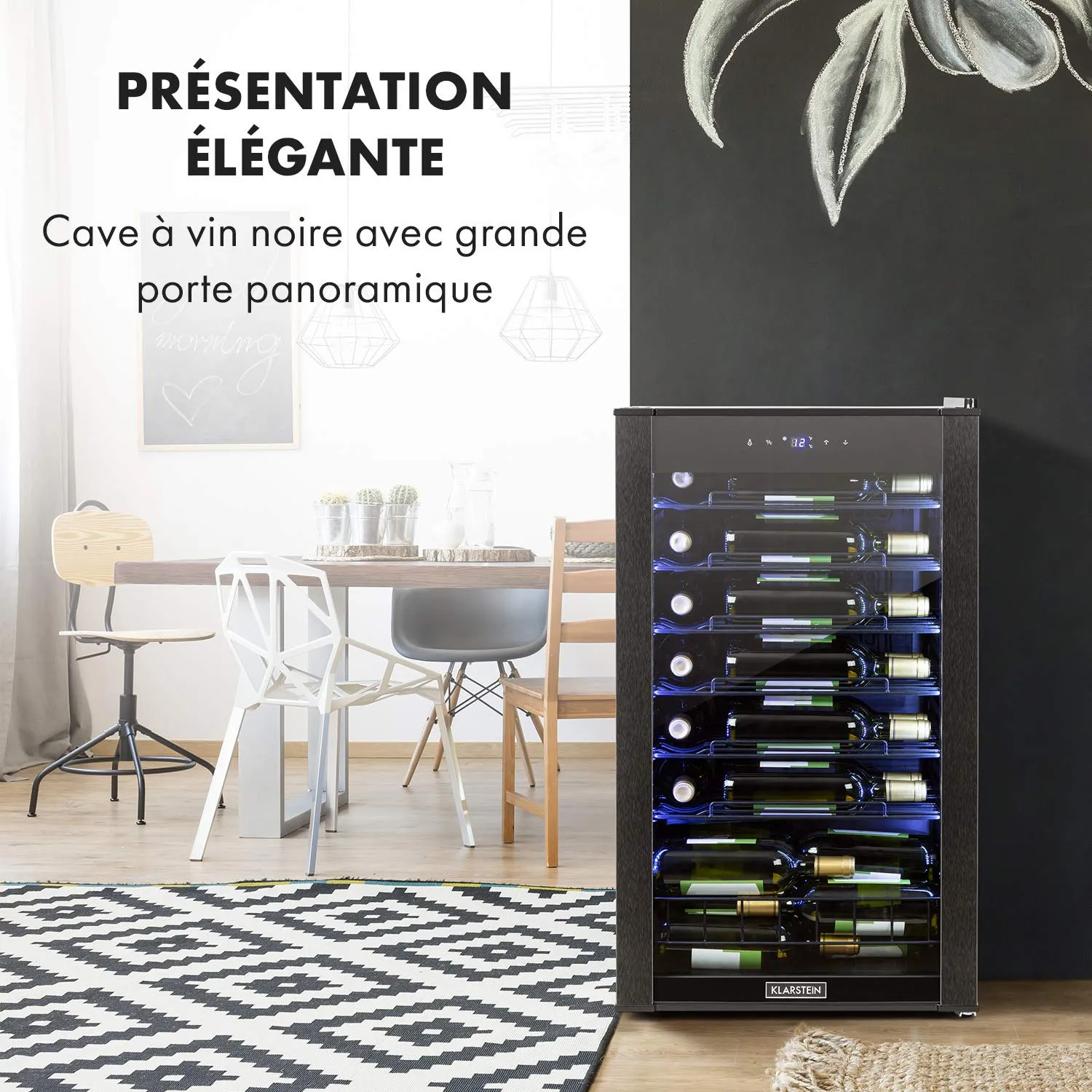 Klarstein Vinomatica Cave à Vin 36 Bouteilles Noir 95 L
