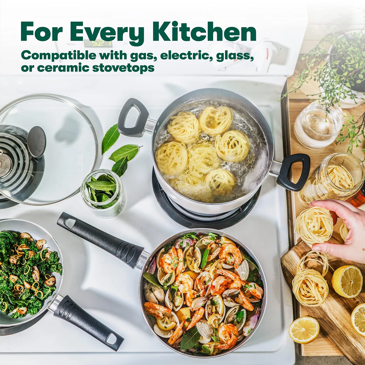 Bella Cook Bake and Store batterie cuisine 21 pièces blanc antiadhésive