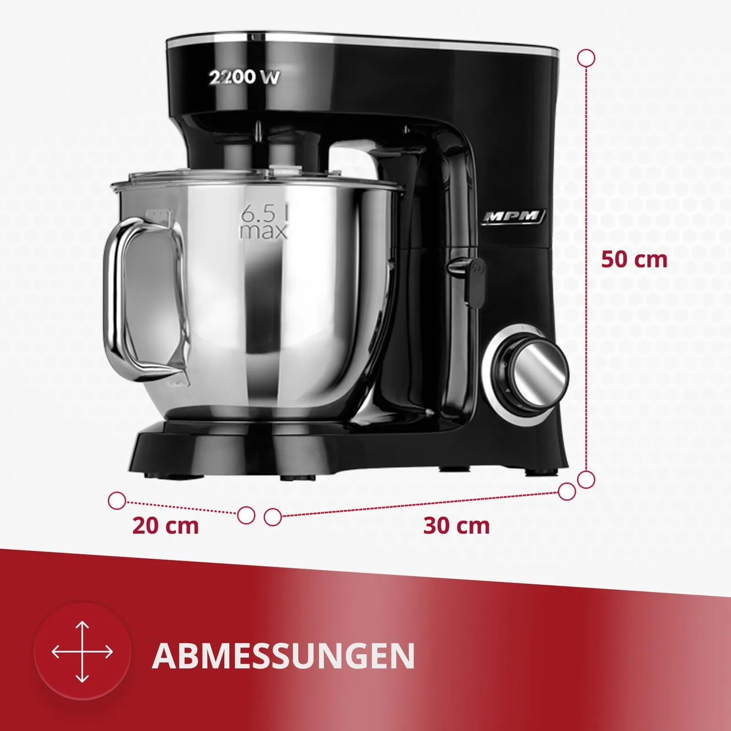 MPM MRK-19 robot pâtissier 6,5L 2200W max