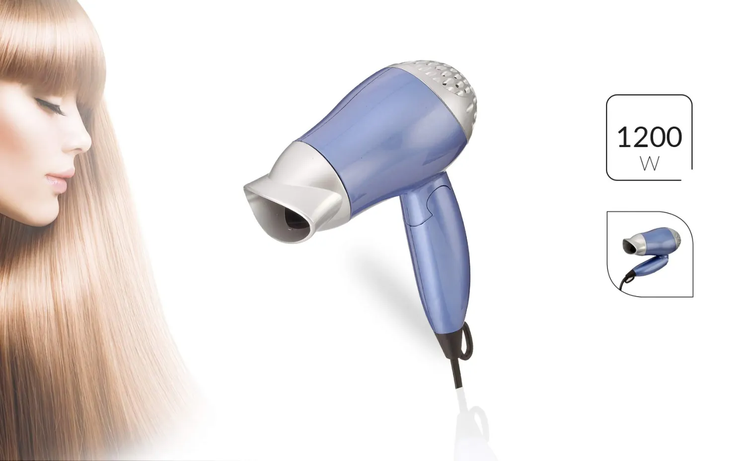 MPM SS-1205 sèche-cheveux voyage pliable 1200 W