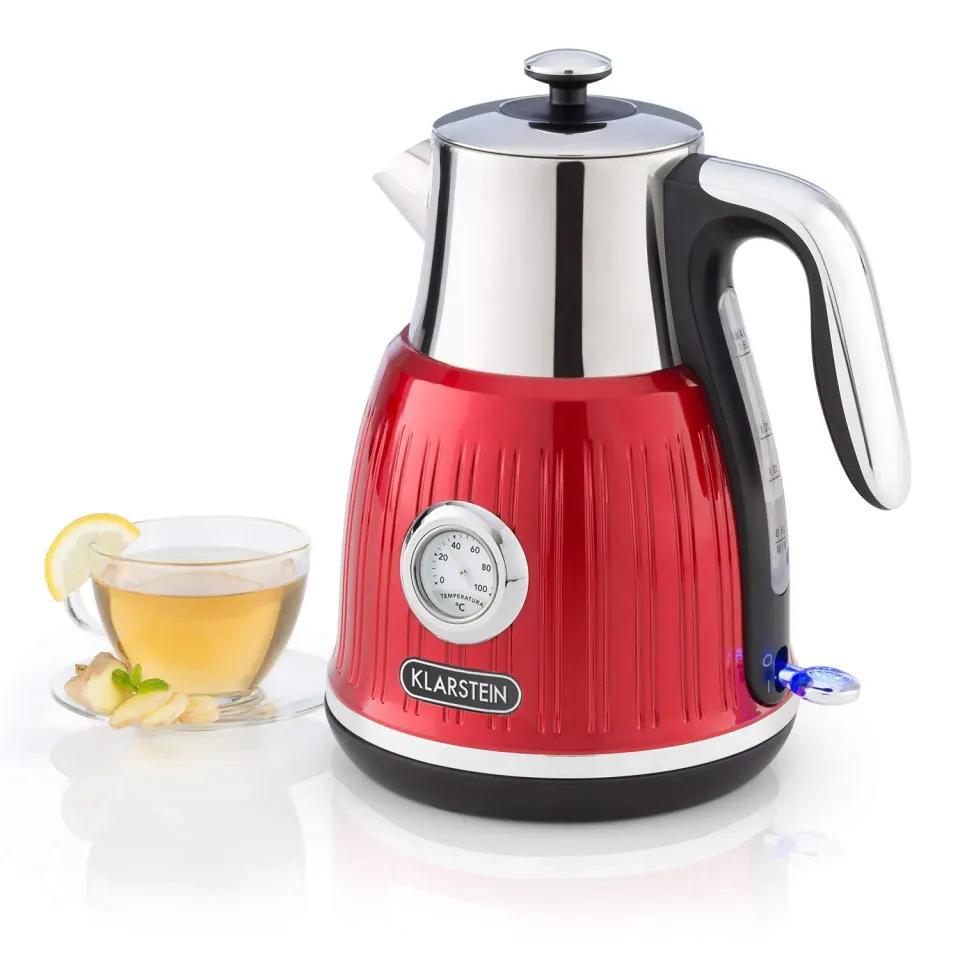 Klarstein Cancan bouilloire électrique 1,6 L rouge rétro