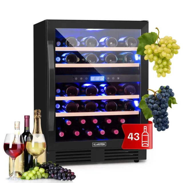 Klarstein Vinovilla cave à vin 43 bouteilles onyx double zone