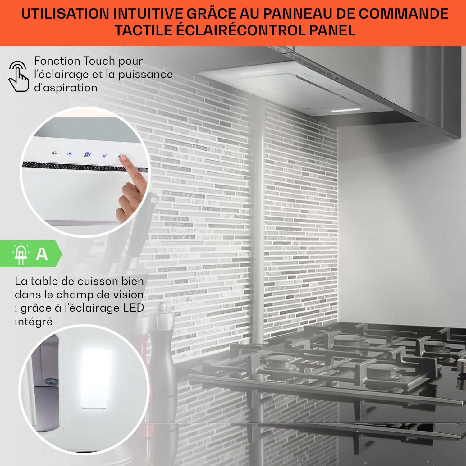 Klarstein Hektor hotte encastrable 52 cm blanc 530 m3/h
