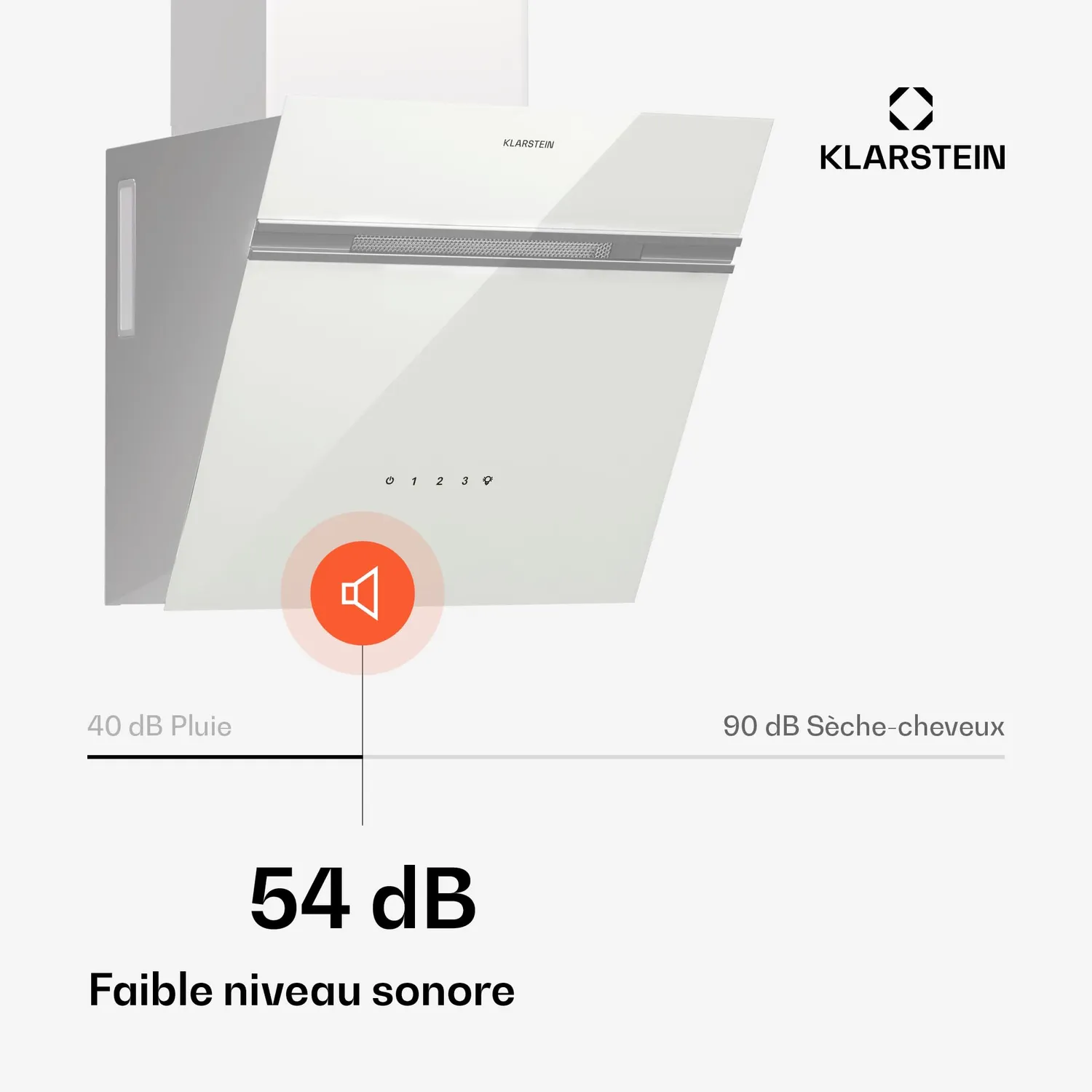 Klarstein Alina hotte aspirante 60cm blanche 570m3/h
