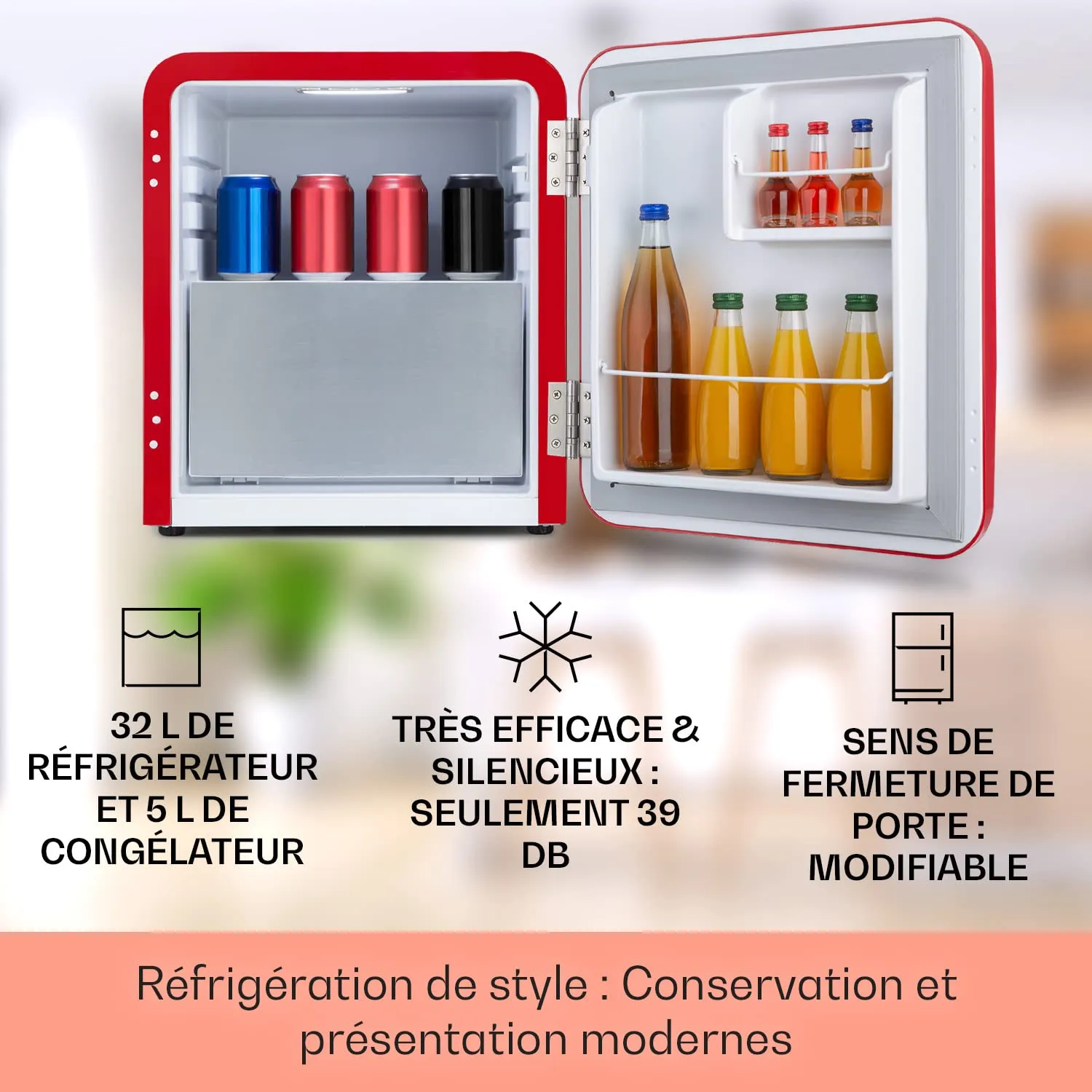 Klarstein mini-frigo silencieux 32L avec congélateur 5L